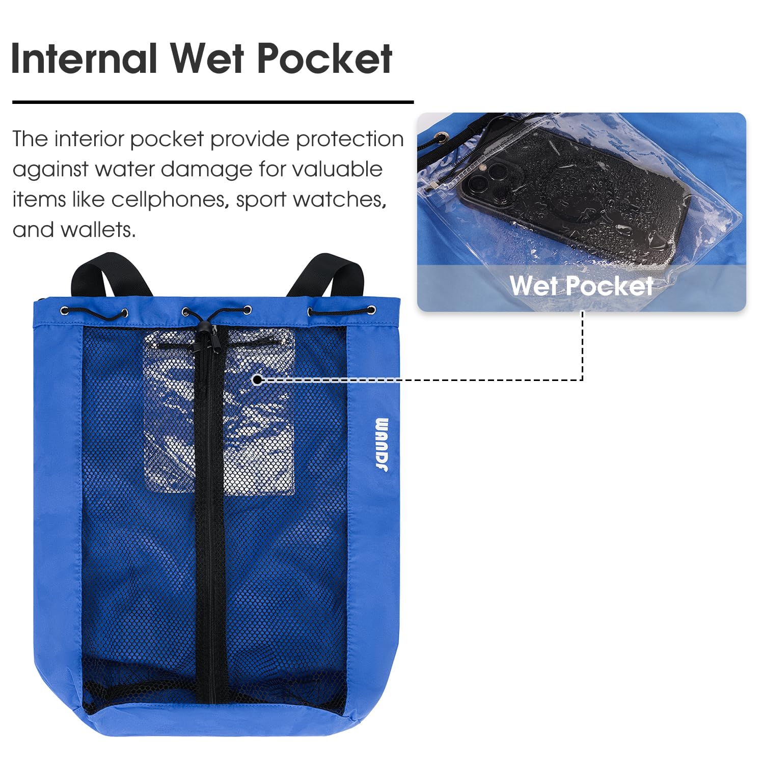 Foto 3 pulgar | Bolsa De Natación Wandf Mochila De Malla Con Cordón Para Nadar, Color Azul Marino - Venta Internacional.