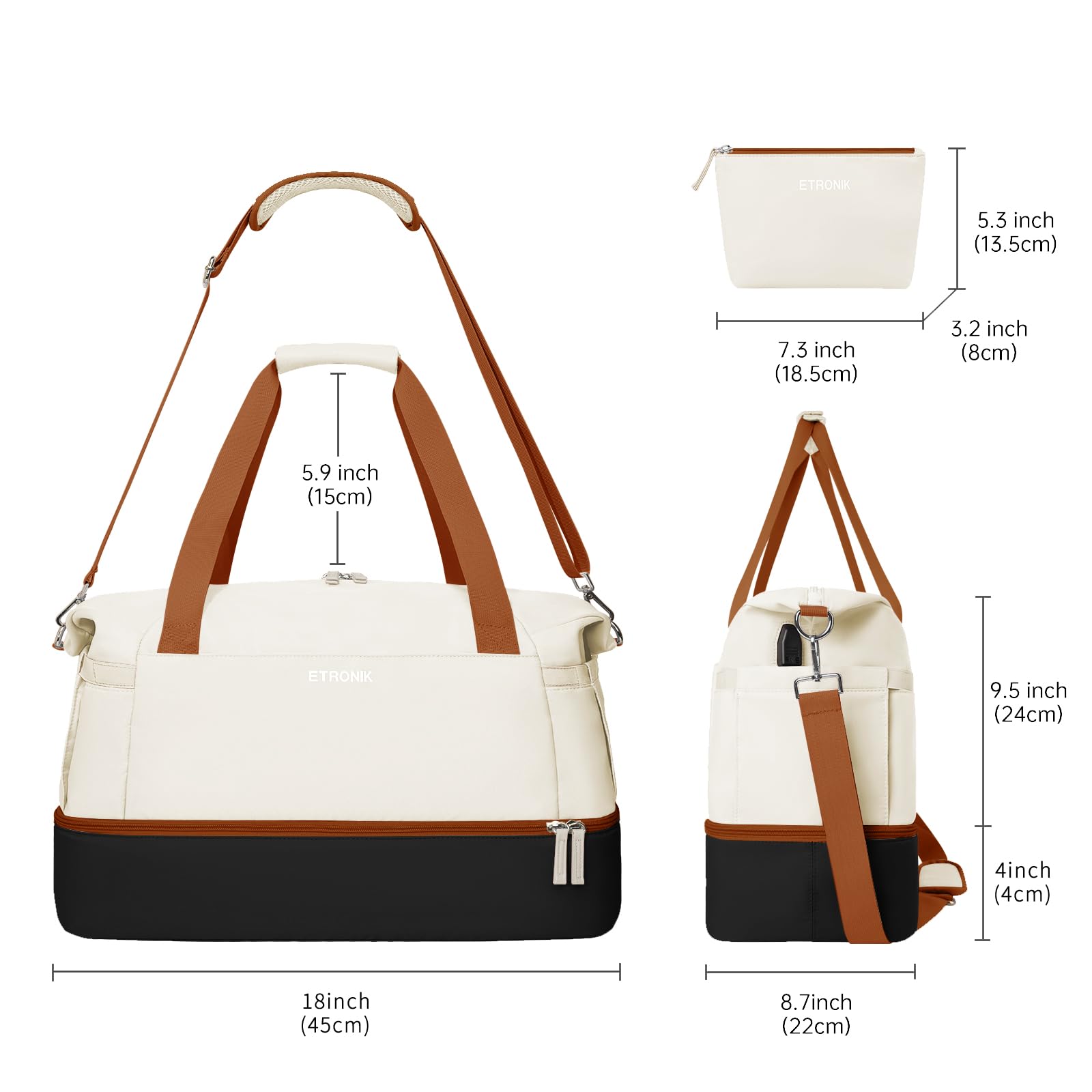 Foto 5 pulgar | Bolsa De Gimnasio Etronik Para Mujer, Bolsa De Viaje Con Compartimento Para Zapatos - Venta Internacional.