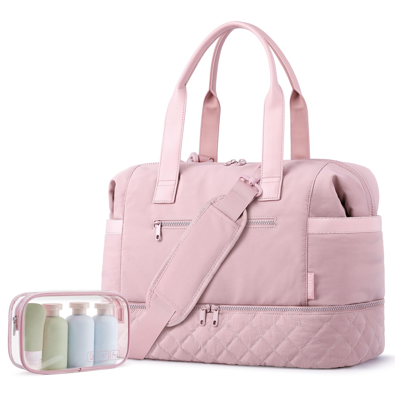 Foto 2 pulgar | Bolsa De Fin De Semana Etronik Para Mujer Con Compartimento Para Zapatos, Color Rosa - Venta Internacional.