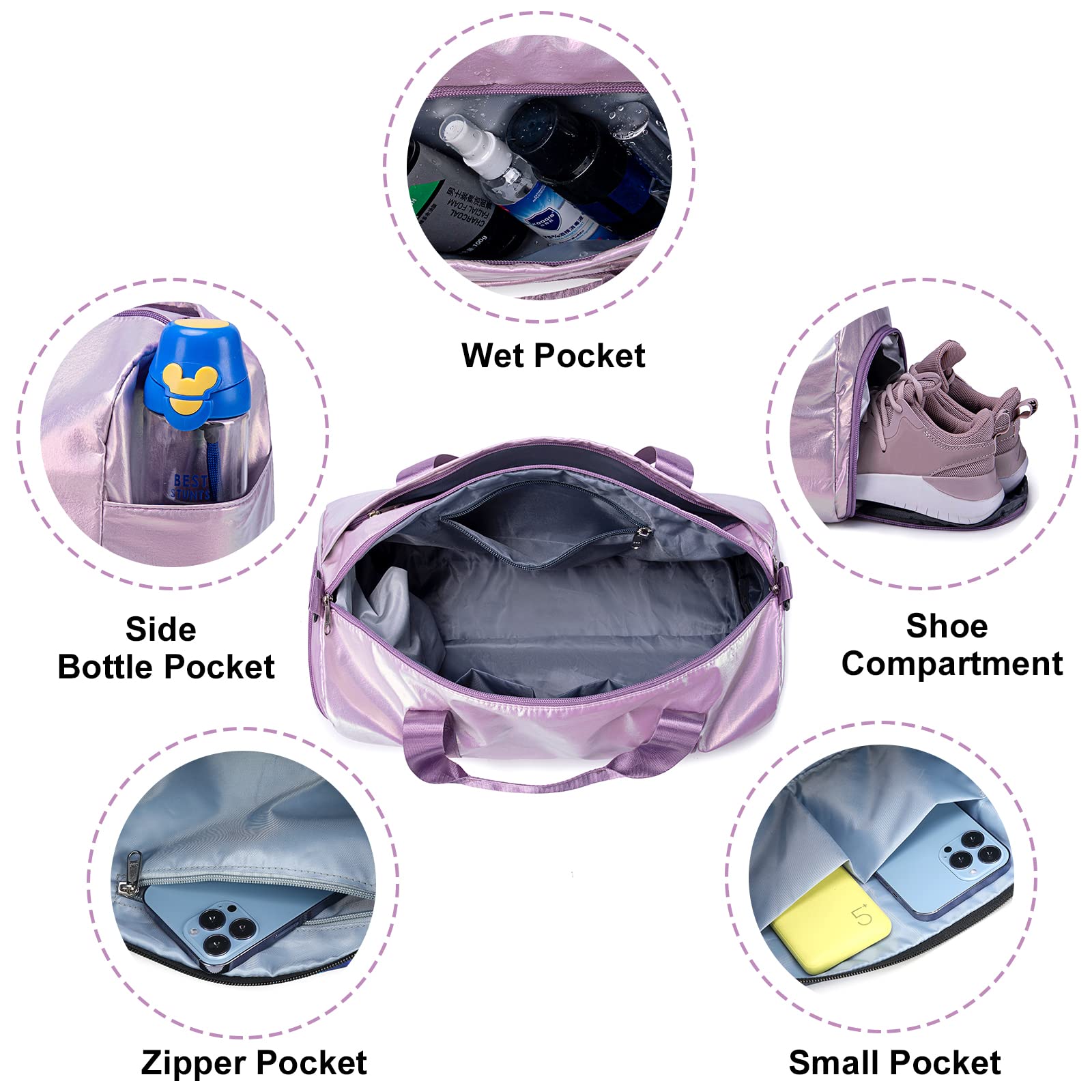Foto 8 pulgar | Bolsa Deportiva Ledaou, Impermeable, Para Mujer, De Gimnasio, Color Morado - Venta Internacional.