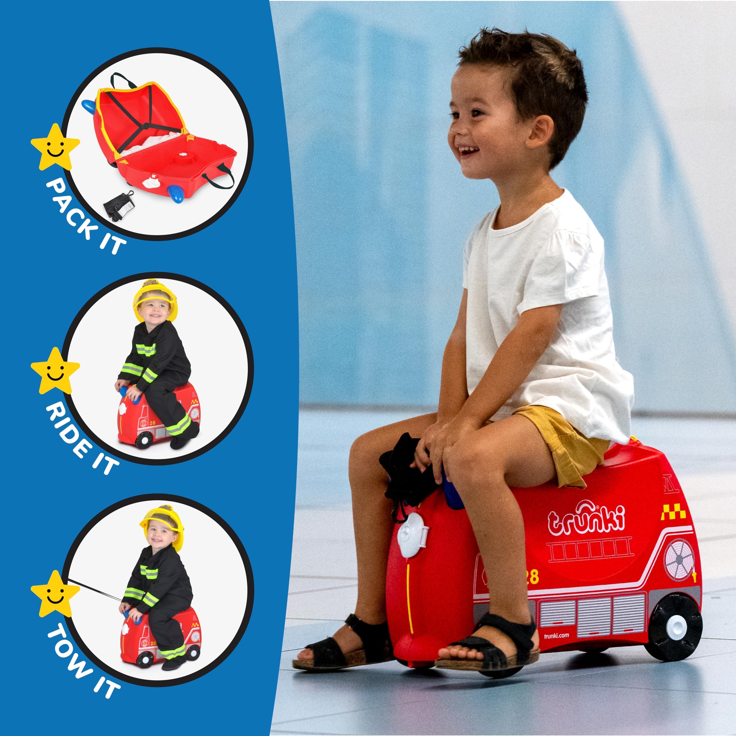 Foto 4 pulgar | Maleta Para Niños Trunki Ride-on Tow-along Equipaje Frank Fire Truck - Venta Internacional.
