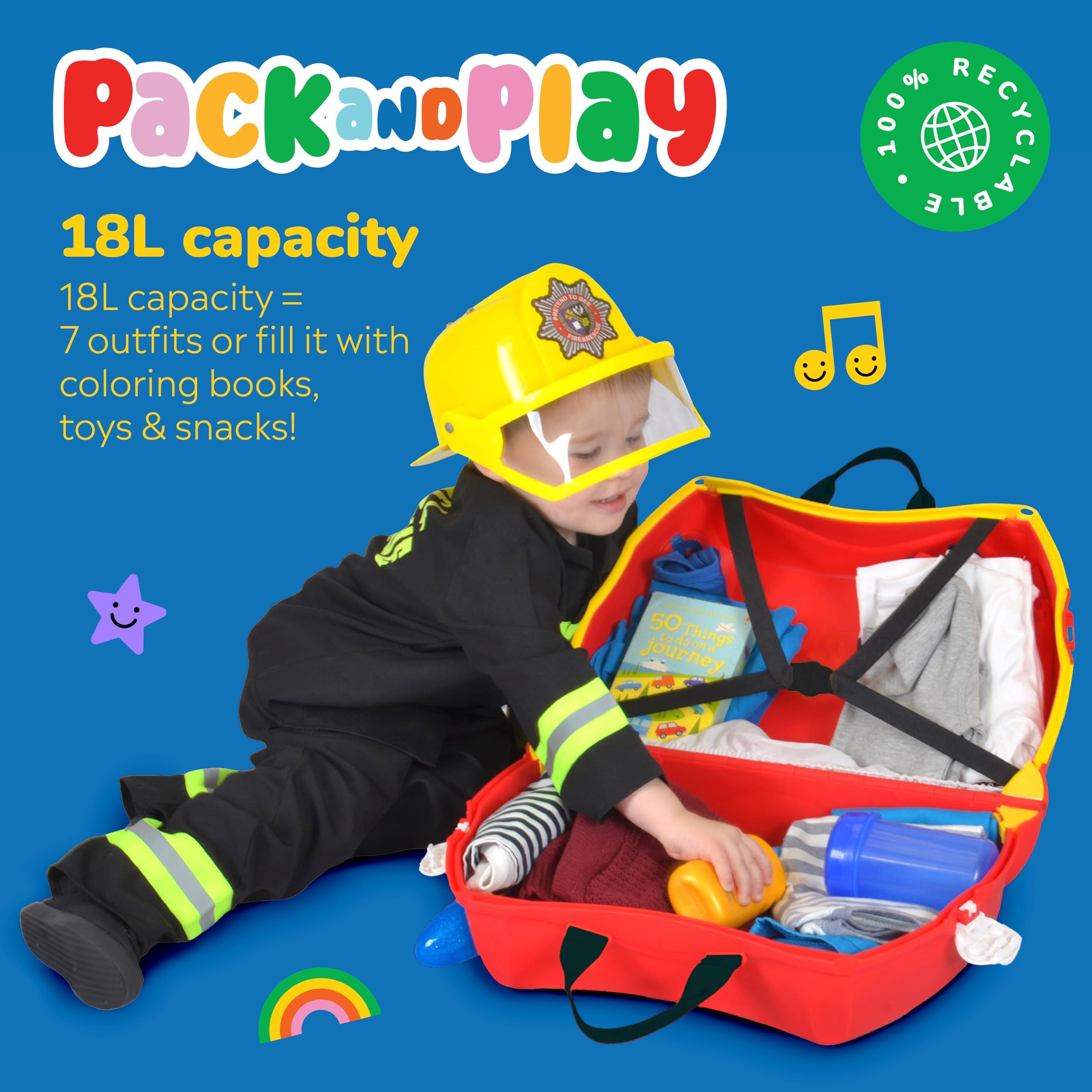 Foto 5 pulgar | Maleta Para Niños Trunki Ride-on Tow-along Equipaje Frank Fire Truck - Venta Internacional.