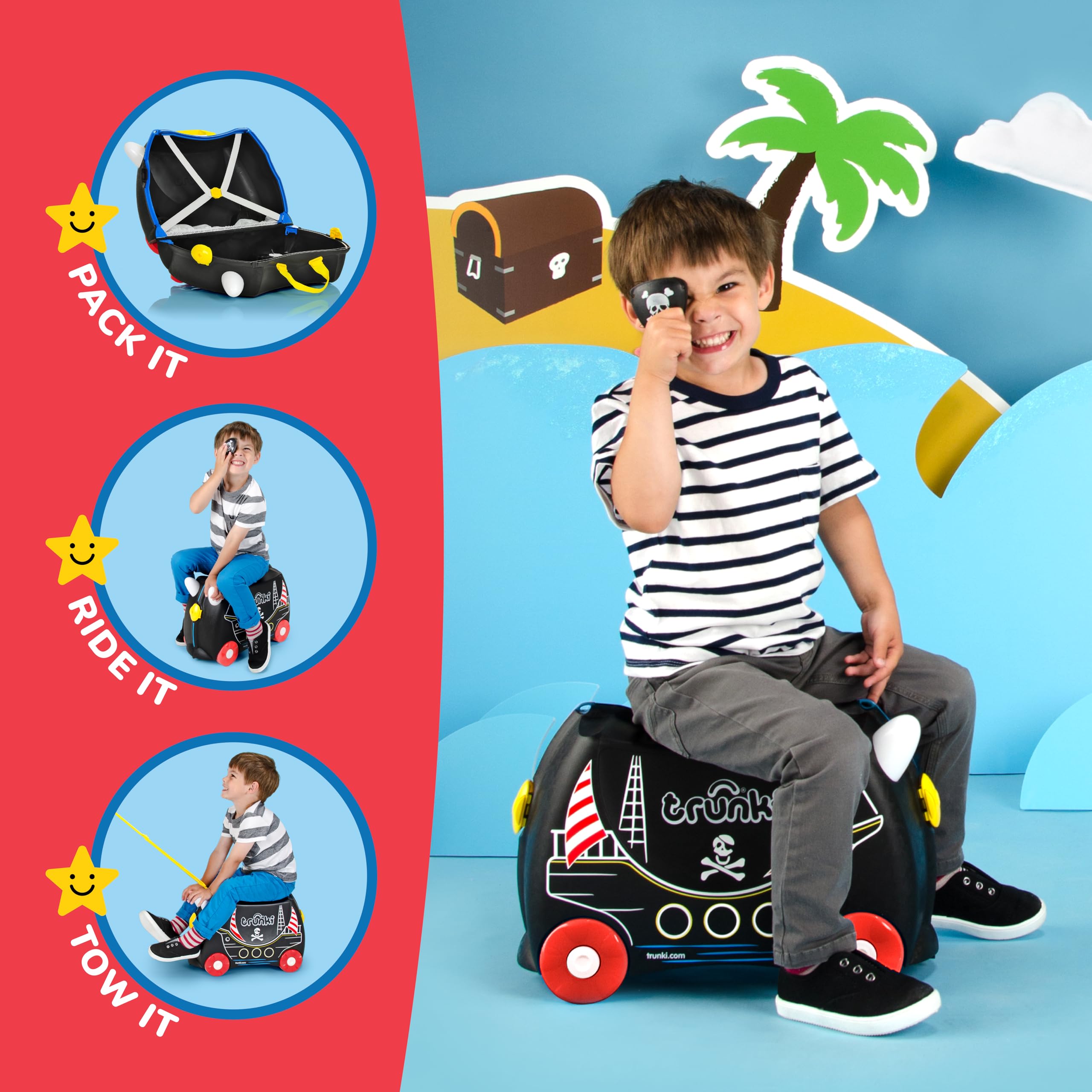 Foto 4 pulgar | Maleta Infantil Trunki Ride-on Pedro Pirate Ship Negra 18l - Venta Internacional.