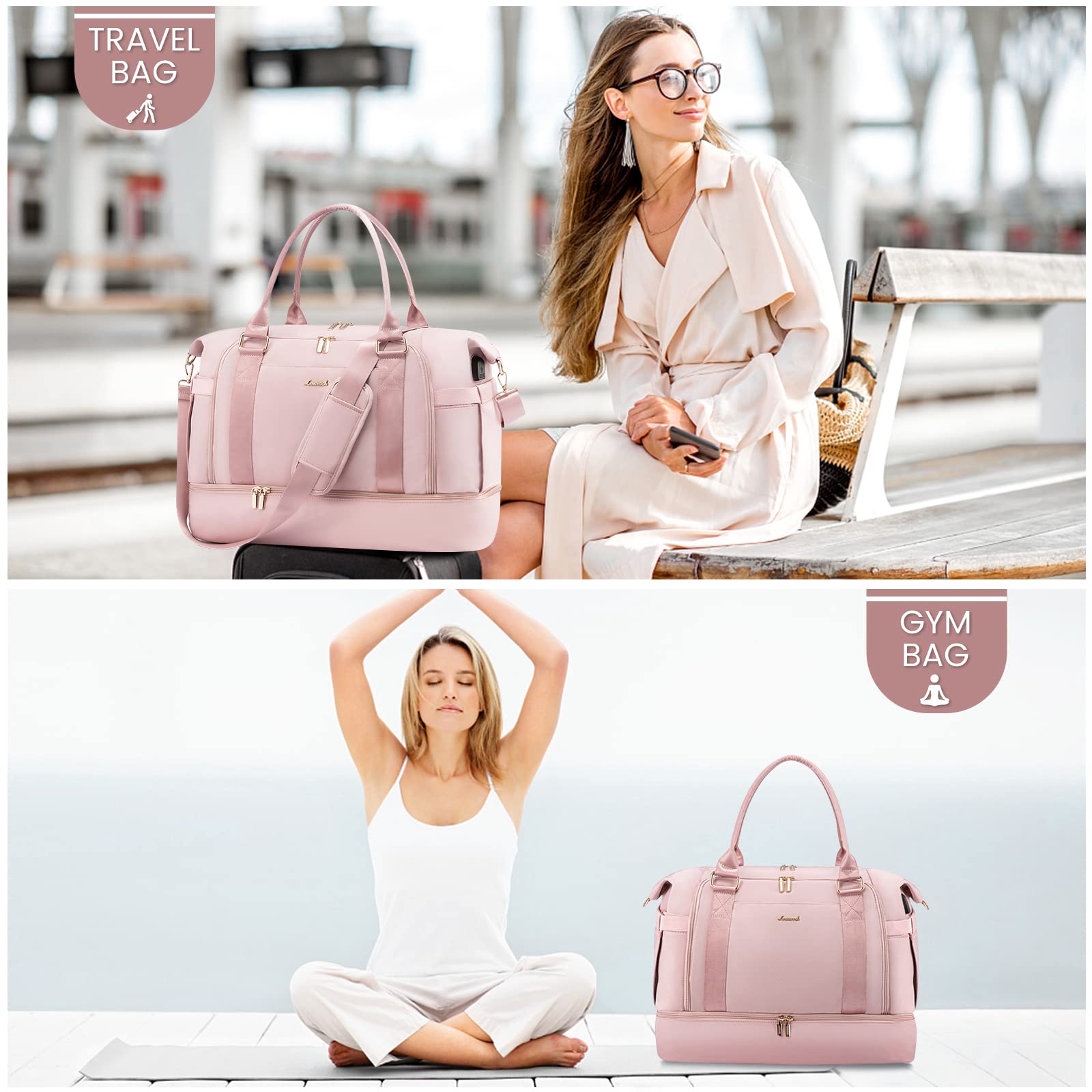 Foto 3 pulgar | Bolsa De Gimnasio Lovevook Bolsa De Viaje Con Puerto De Carga Usb Para Mujer - Venta Internacional.