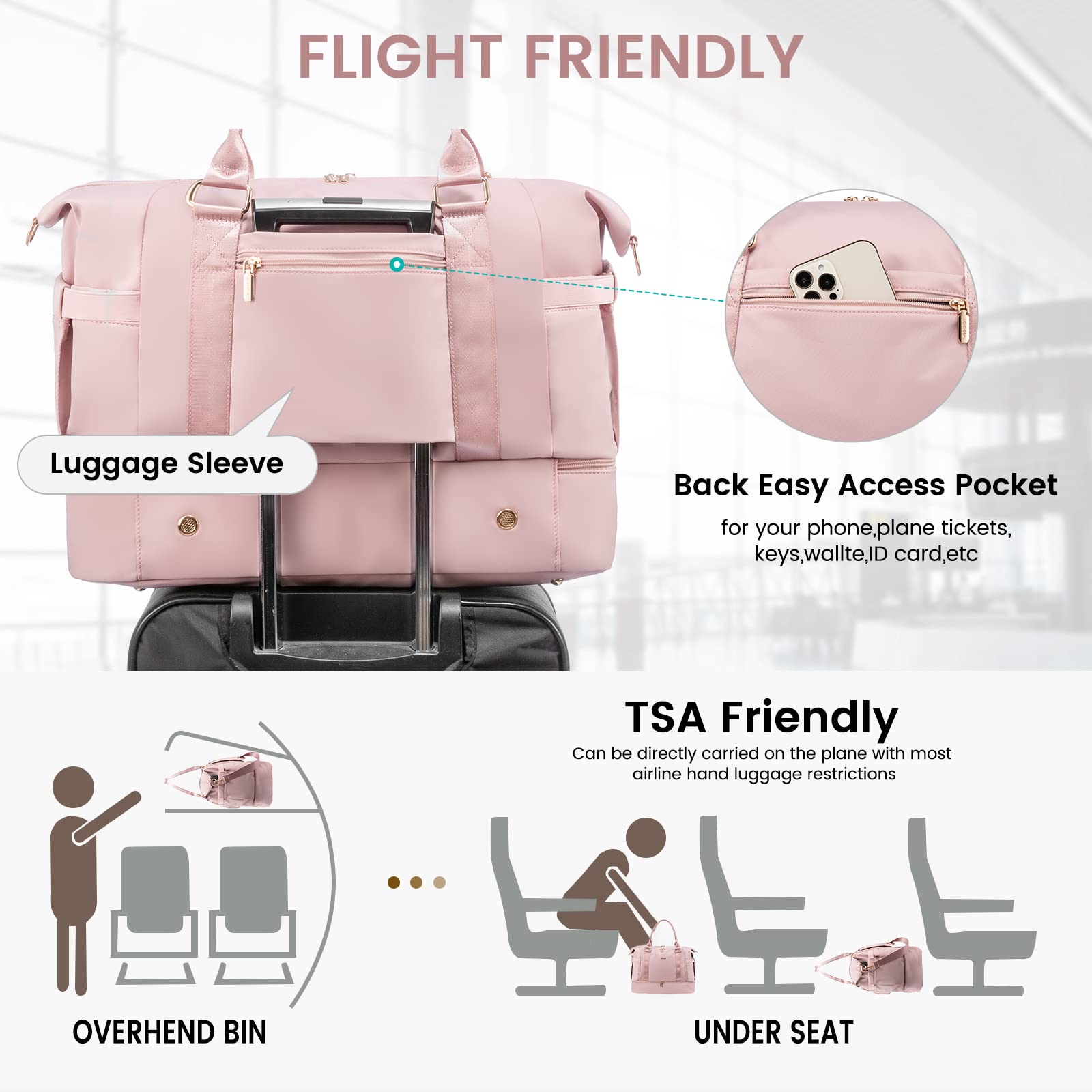 Foto 5 pulgar | Bolsa De Gimnasio Lovevook Bolsa De Viaje Con Puerto De Carga Usb Para Mujer - Venta Internacional.