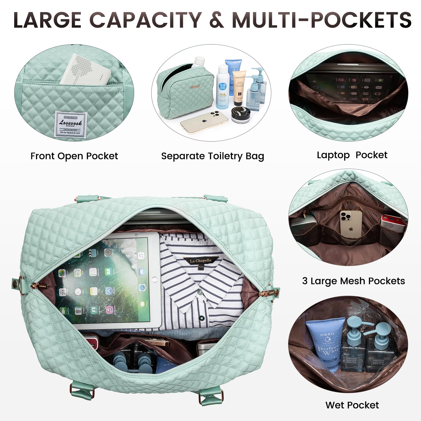Foto 5 pulgar | Bolsa De Viaje Lovevook Para Mujer Con Compartimento Para Zapatos - Venta Internacional.