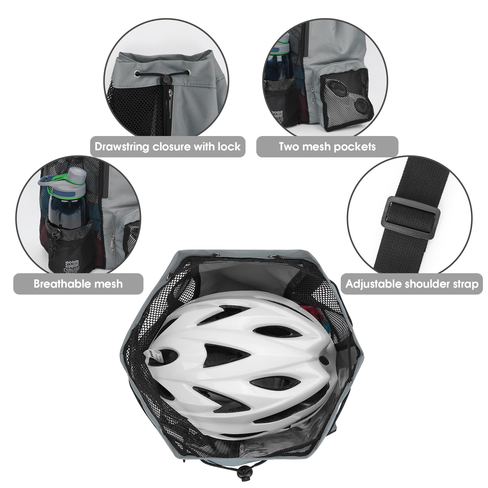 Foto 7 pulgar | Bolsa De Natación Wandf Mochila De Malla Con Cordón Impermeable (gris) - Venta Internacional.