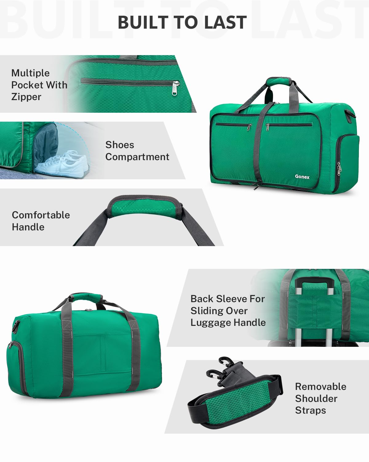 Foto 4 pulgar | Bolsa De Viaje Gonex, 100 L, Plegable, Repelente Al Agua, Verde - Venta Internacional.