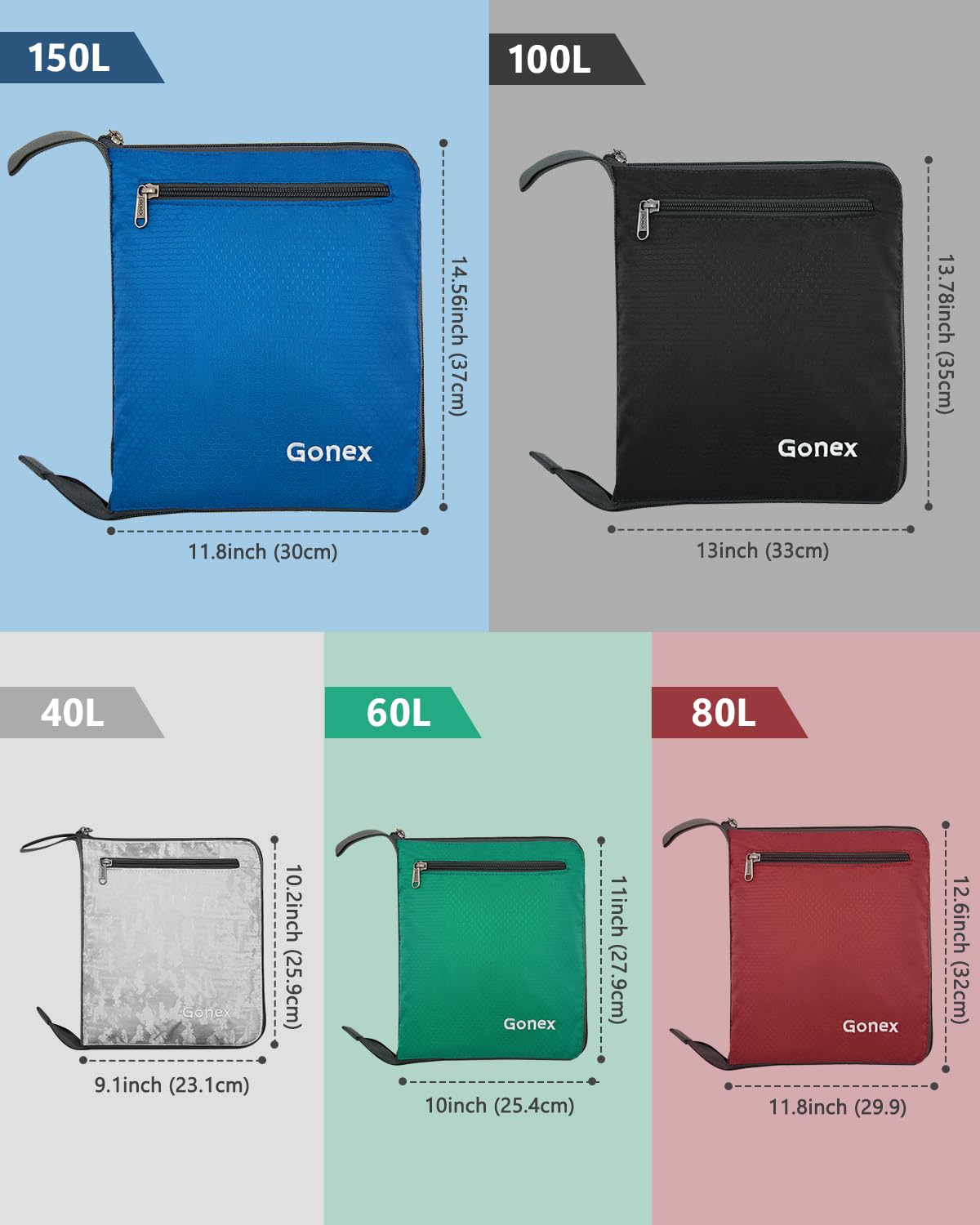 Foto 7 pulgar | Bolsa De Viaje Gonex, 100 L, Plegable, Repelente Al Agua, Verde - Venta Internacional.