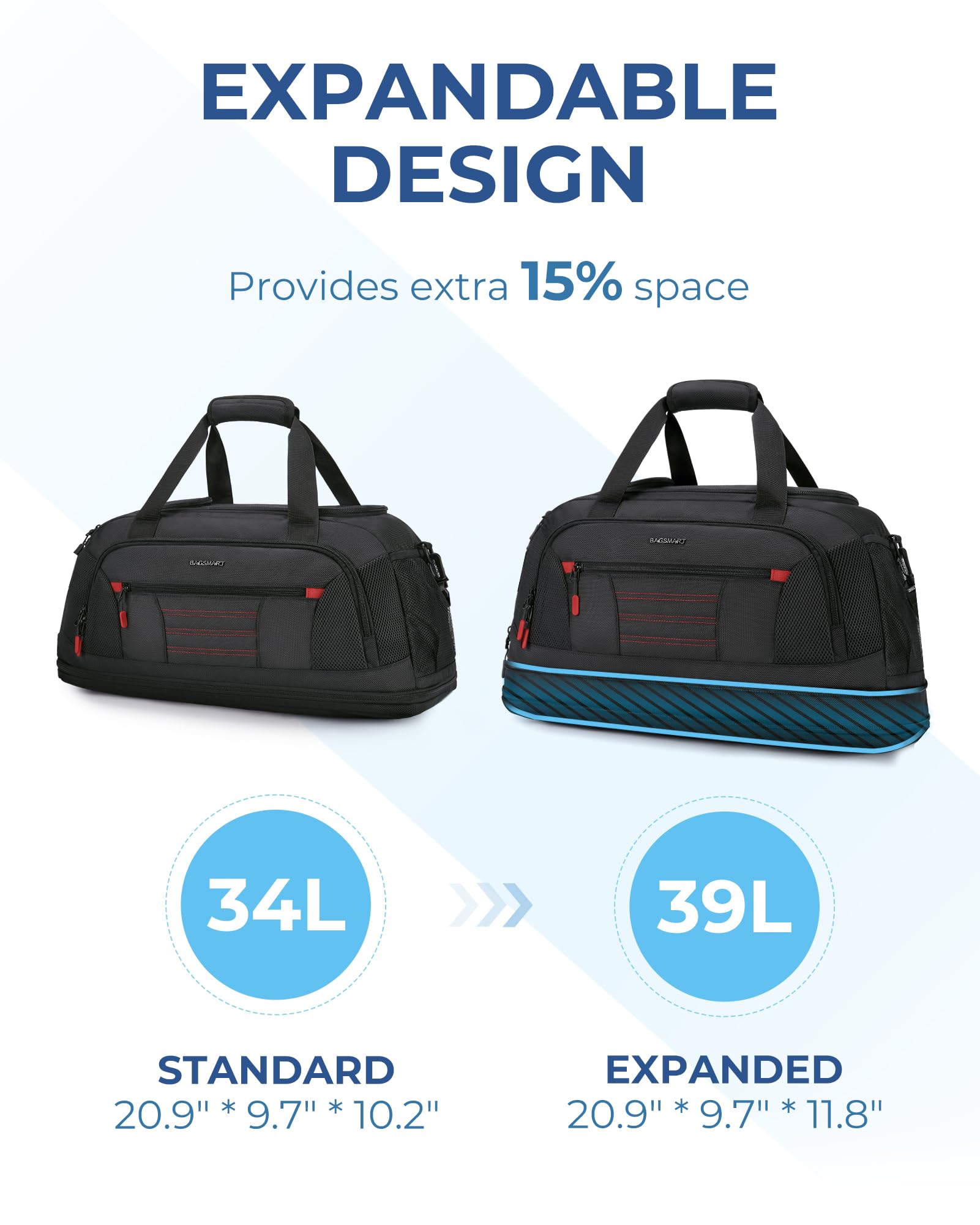 Foto 2 | Bolsa De Gimnasio Bagsmart, Expandible, De Viaje, Impermeable Para Hombres Y Mujeres - Venta Internacional.