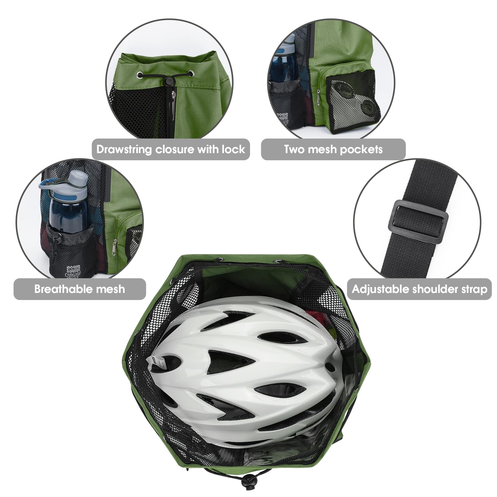 Foto 7 pulgar | Bolsa De Natación Wandf Mochila De Malla Con Cordón Impermeable (verde) - Venta Internacional.