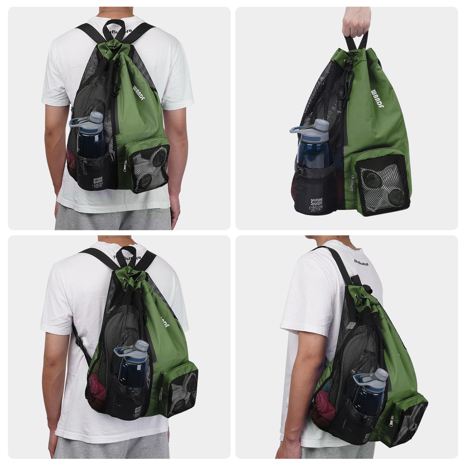 Foto 8 pulgar | Bolsa De Natación Wandf Mochila De Malla Con Cordón Impermeable (verde) - Venta Internacional.