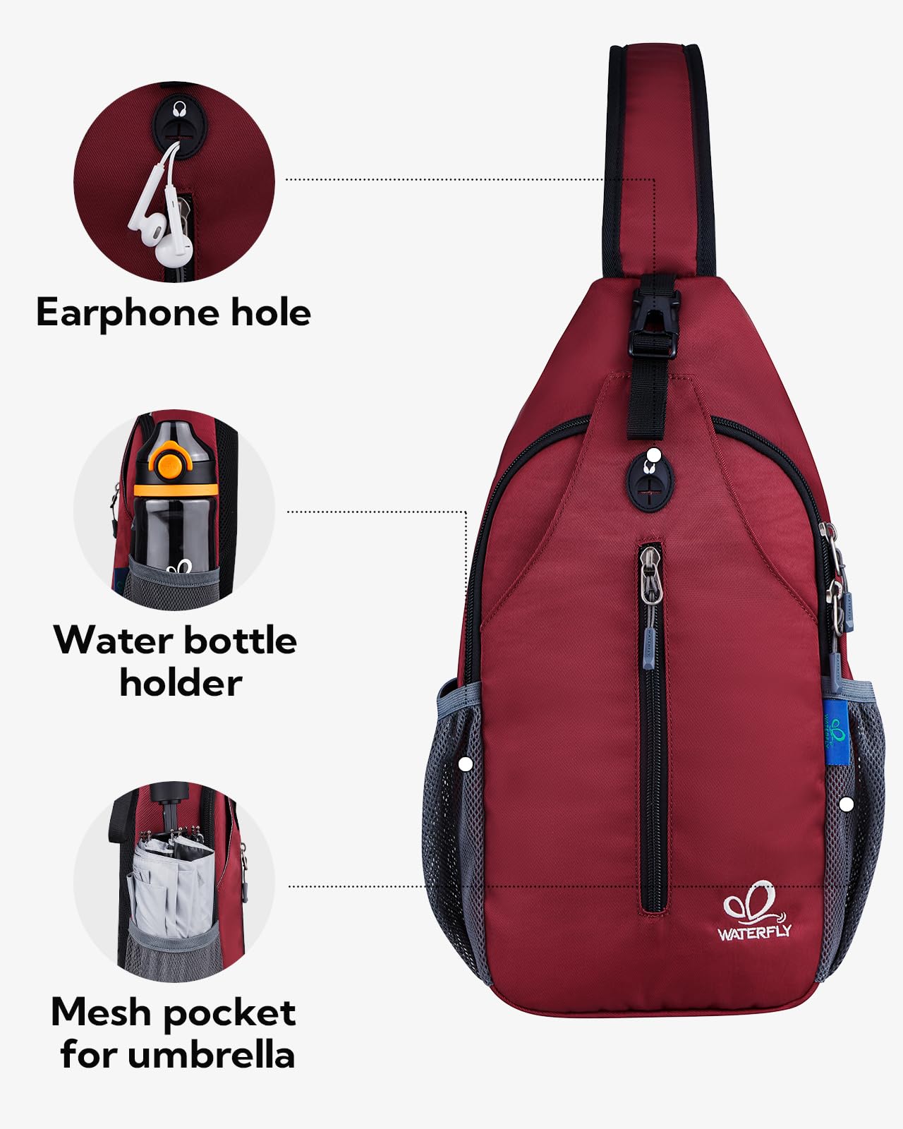 Foto 5 pulgar | Mochila Bandolera Waterfly, Bandolera Para Viajes Y Senderismo - Venta Internacional.
