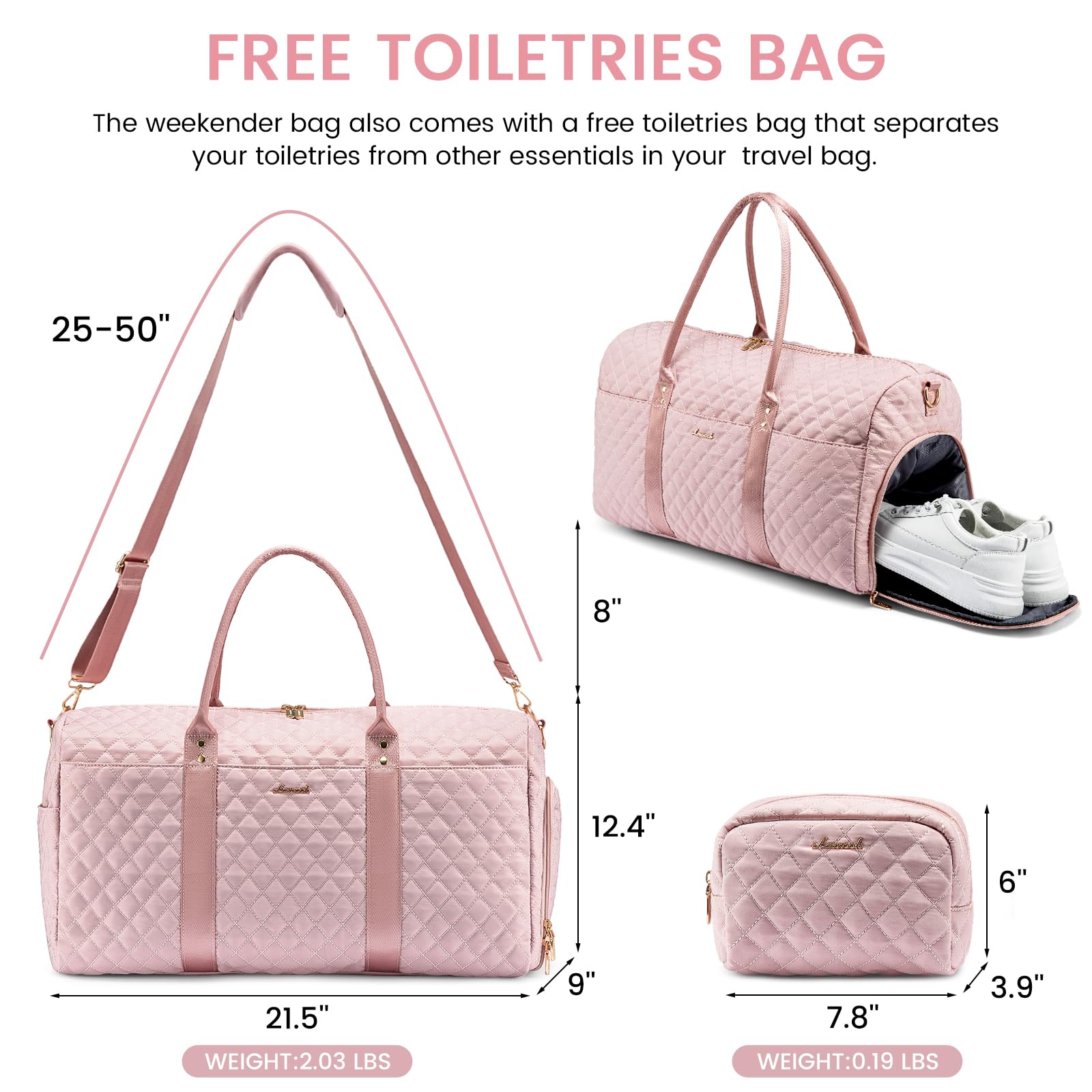 Foto 3 pulgar | Bolsa De Viaje De Fin De Semana Lovevook Travel Para Mujer Con Compartimento Para Zapatos - Venta Internacional.