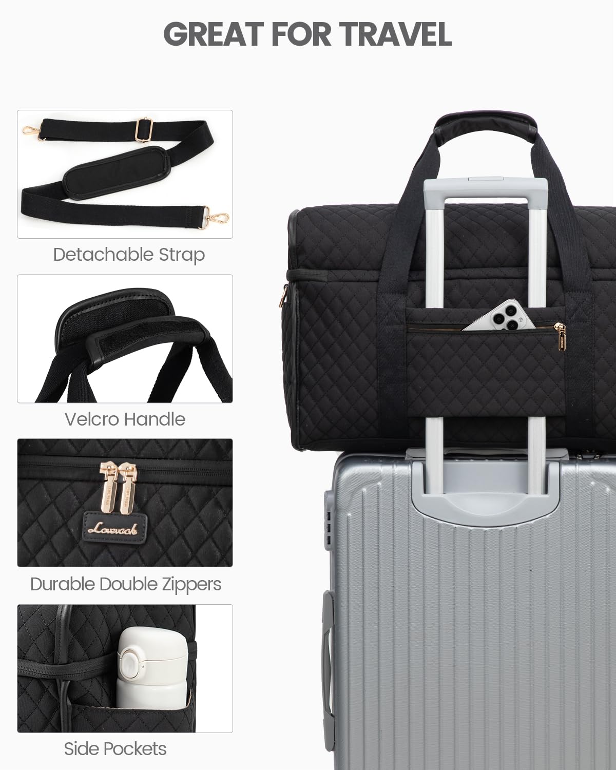 Foto 5 pulgar | Weekender Bags Lovevook, Juego De 3 Bolsas De Lona Para Mujer - Venta Internacional.