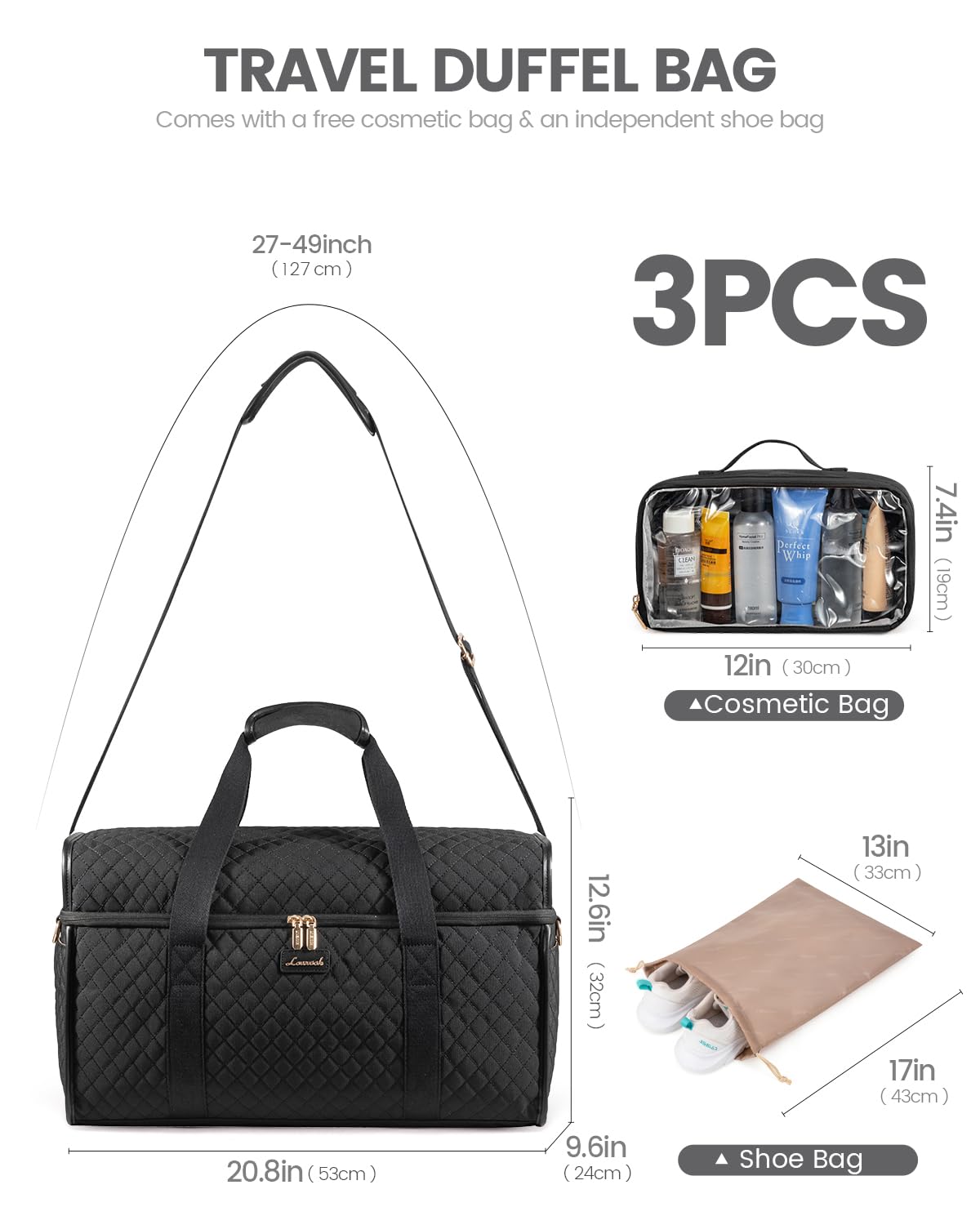 Foto 6 pulgar | Weekender Bags Lovevook, Juego De 3 Bolsas De Lona Para Mujer - Venta Internacional.