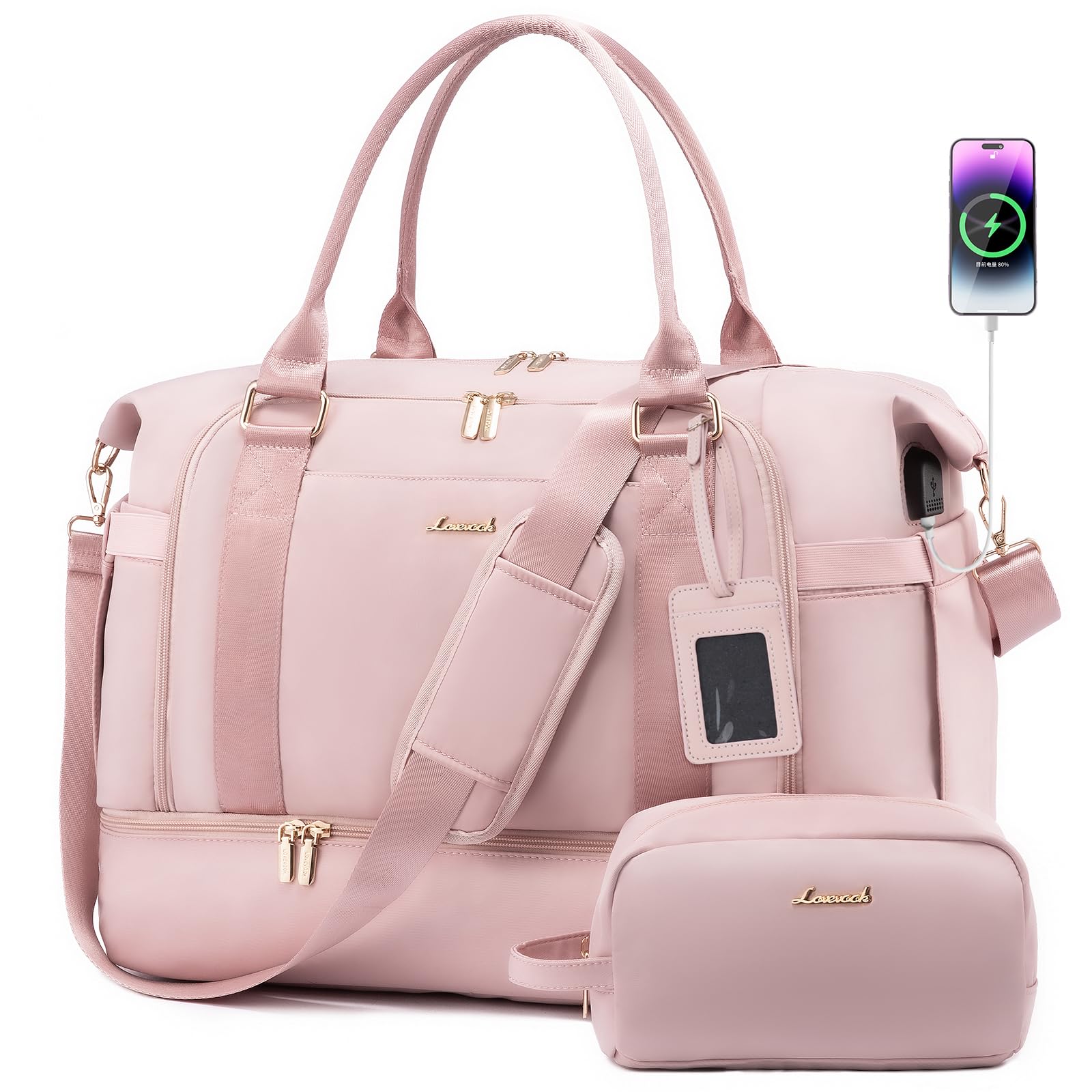 Foto 2 pulgar | Bolsa De Gimnasio Lovevook, Bolsa De Viaje Con Puerto De Carga Usb Para Mujer - Venta Internacional.