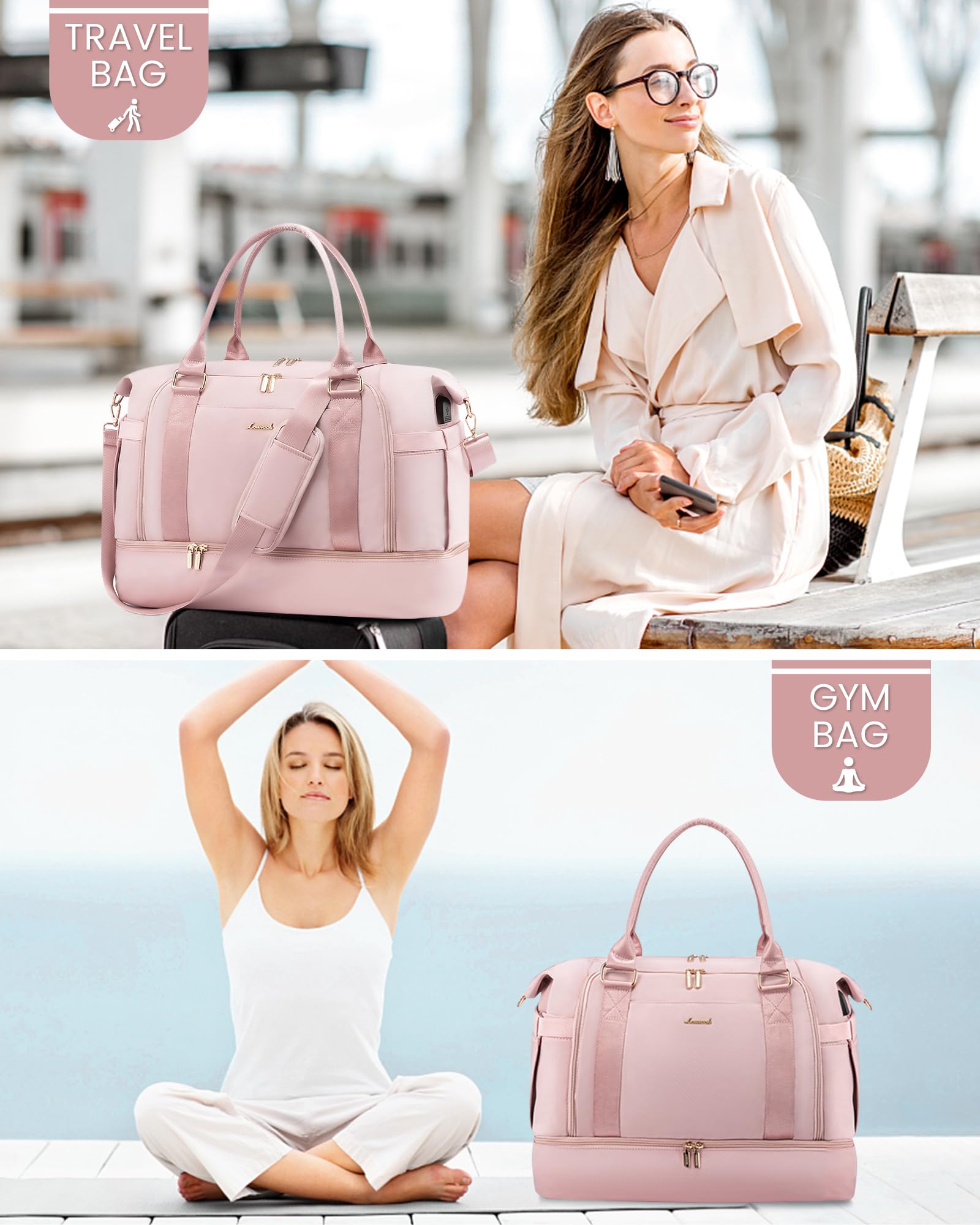 Foto 8 pulgar | Bolsa De Gimnasio Lovevook, Bolsa De Viaje Con Puerto De Carga Usb Para Mujer - Venta Internacional.