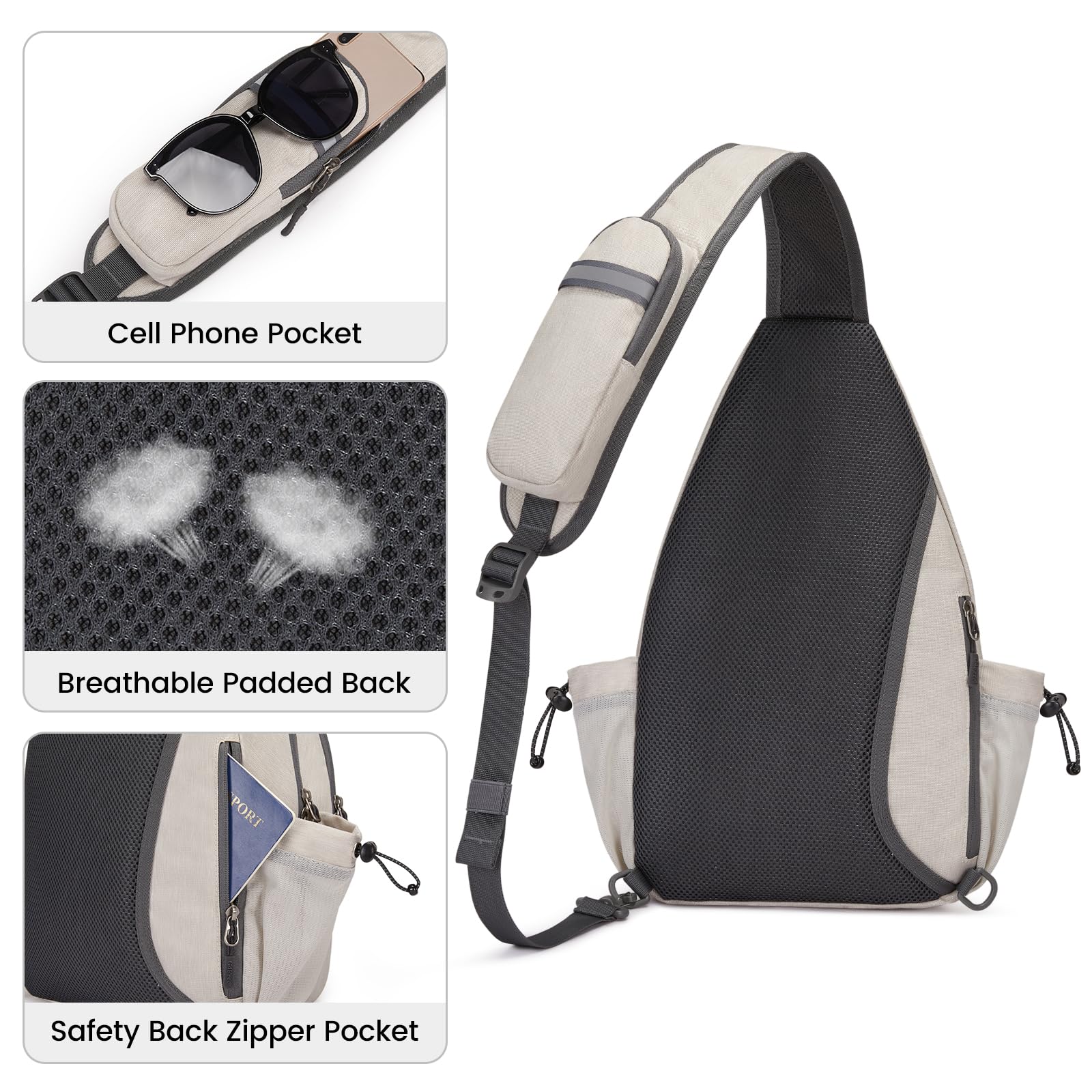 Foto 6 pulgar | Bolsa De Pickleball G4free Sport Sling Para Mujer Y Hombre, Color Marfil - Venta Internacional.