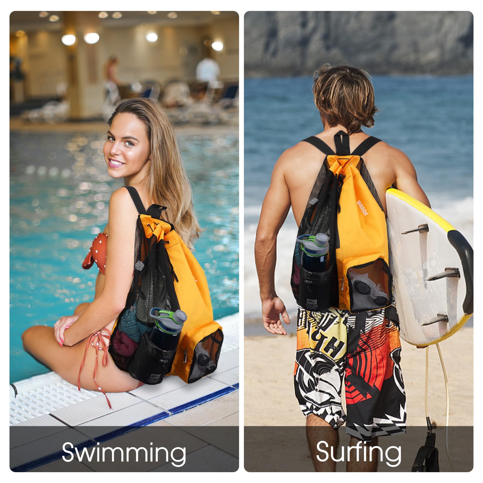 Foto 3 pulgar | Bolsa De Natación Wandf Mochila De Malla Con Cordón Impermeable (naranja) - Venta Internacional.