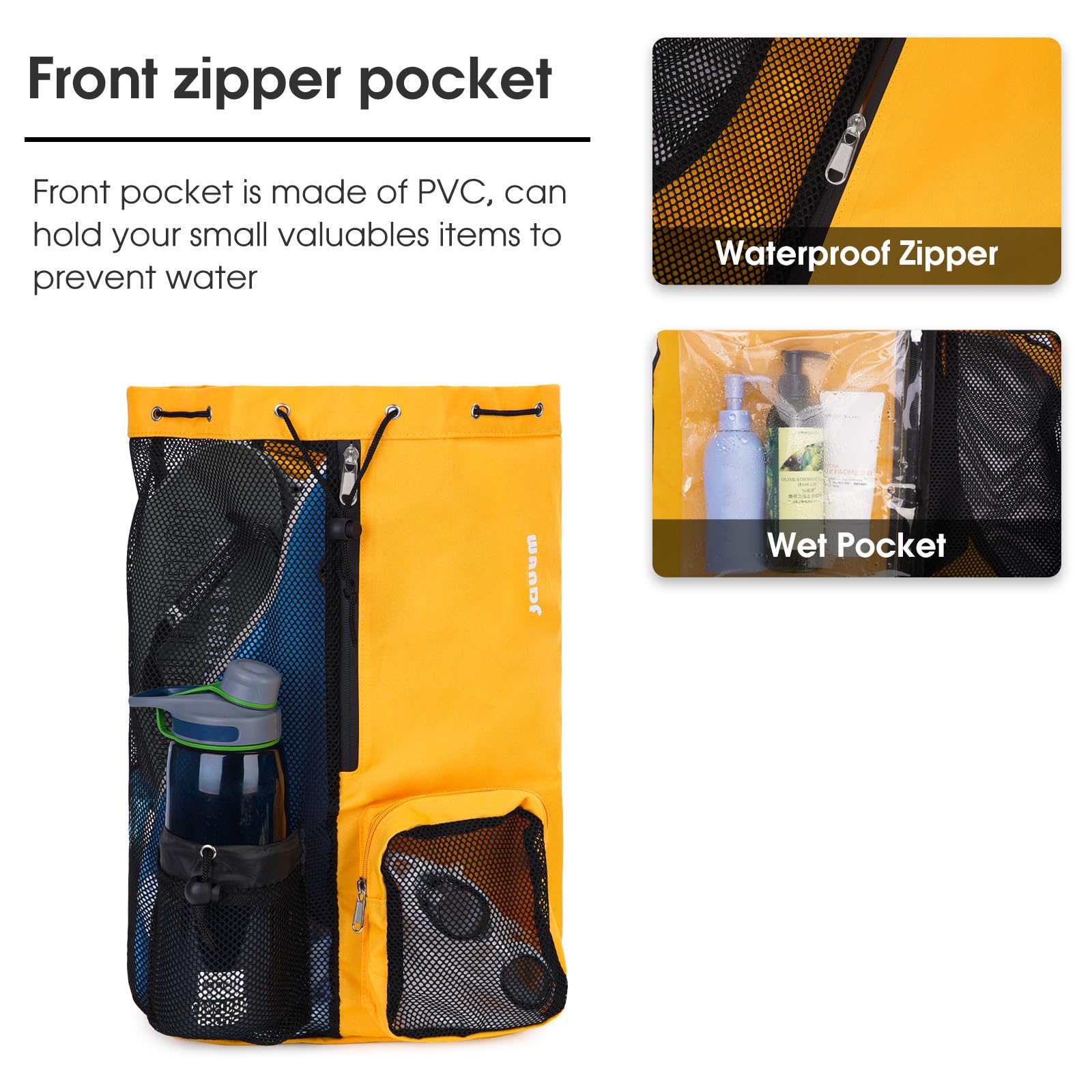 Foto 4 pulgar | Bolsa De Natación Wandf Mochila De Malla Con Cordón Impermeable (naranja) - Venta Internacional.