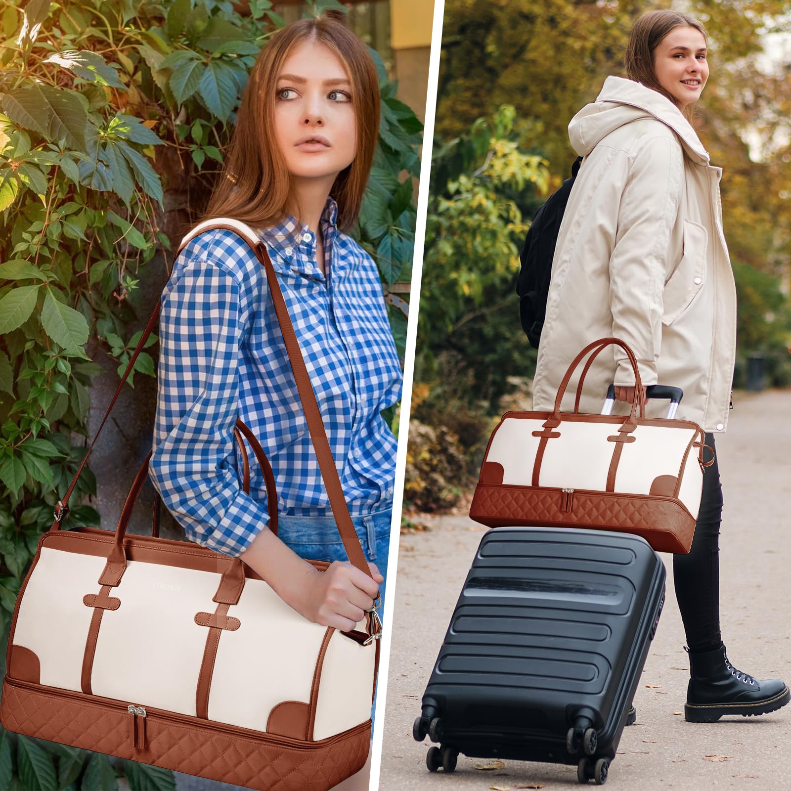 Foto 8 pulgar | Bolsa De Viaje Weekender Etronik Para Mujer, Talla Grande, Color Beige - Venta Internacional.