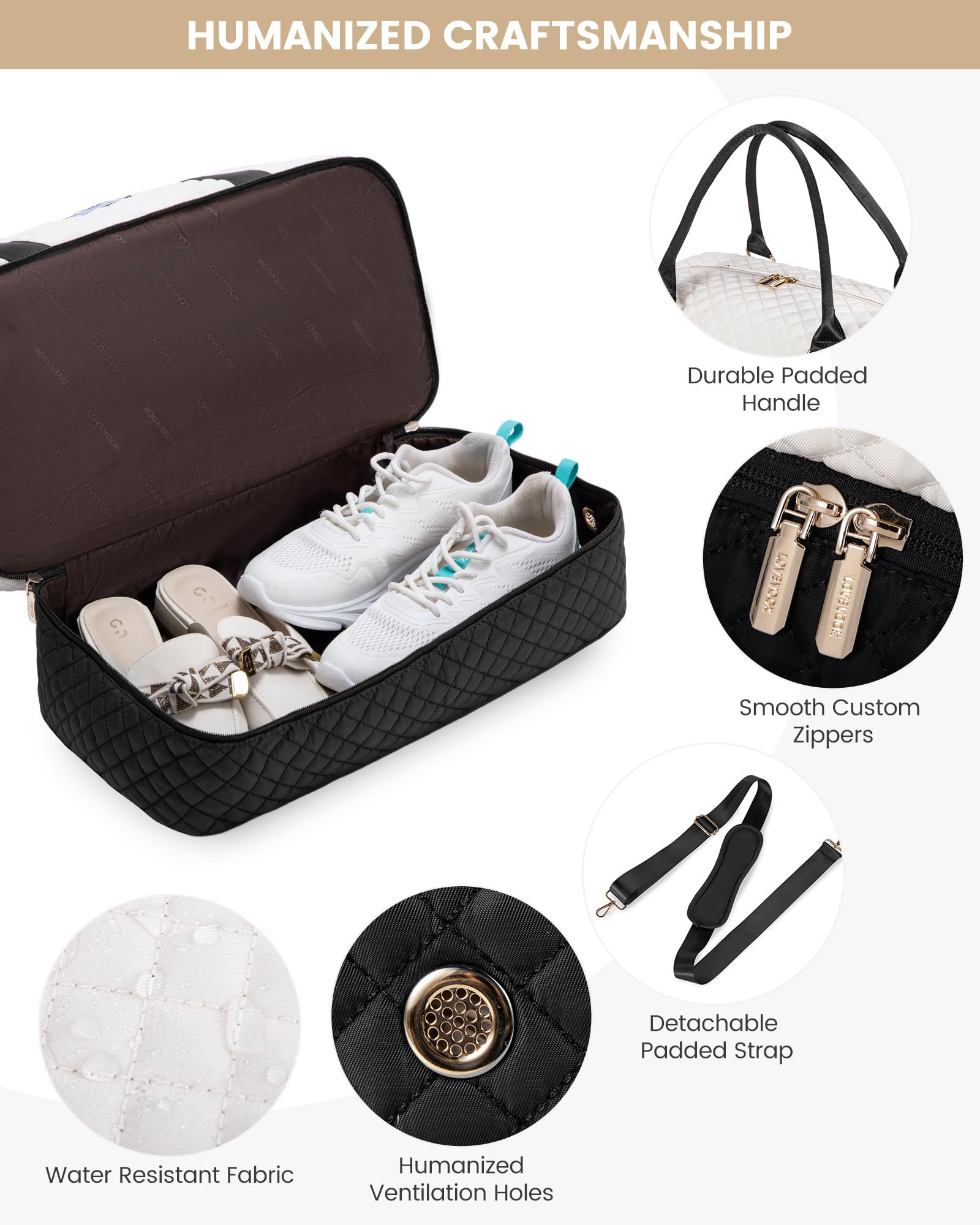 Foto 4 | Bolsa De Viaje Para Fin De Semana Lovevook Para Mujer Con Compartimento Para Zapatos - Venta Internacional.