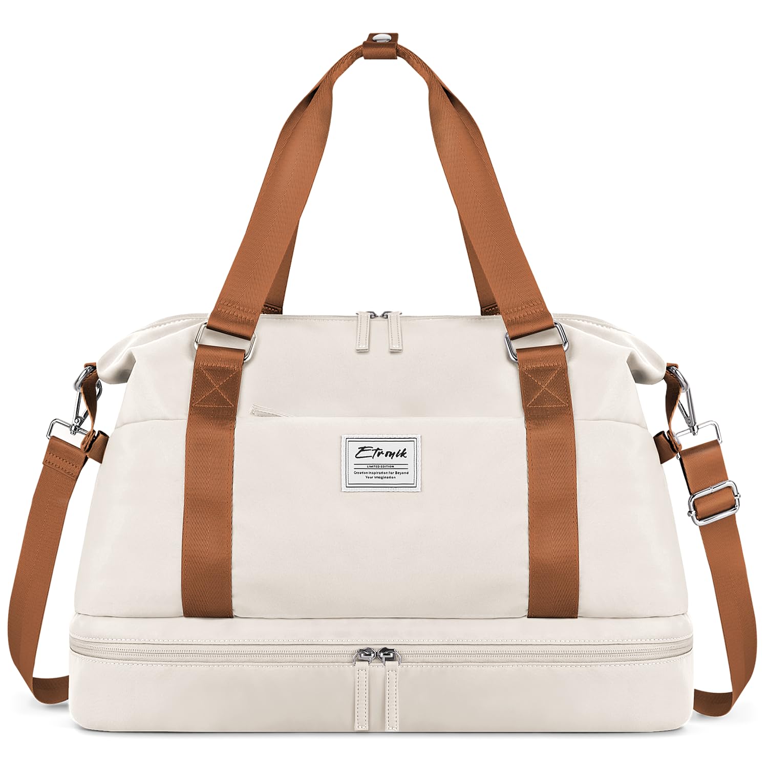 Foto 2 pulgar | Bolso De Fin De Semana Etronik Para Mujer Con Compartimento Para Zapatos, Color Beige - Venta Internacional.