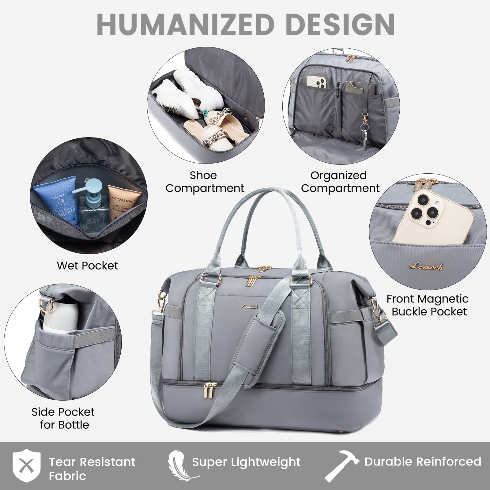 Foto 7 pulgar | Bolsa De Gimnasio Lovevook, Bolsa De Viaje Con Puerto De Carga Usb Para Mujer - Venta Internacional.