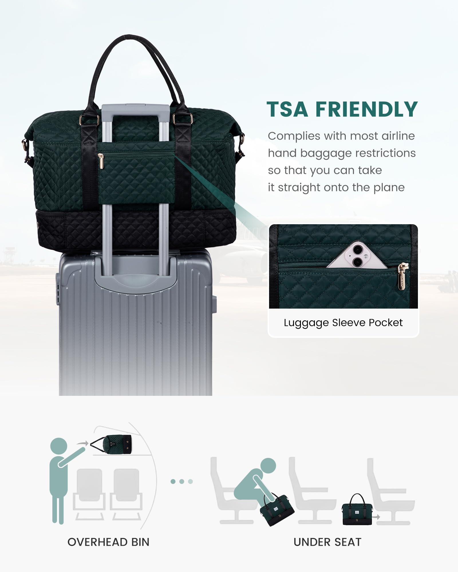 Foto 8 pulgar | Bolsa De Viaje Para Fin De Semana Lovevook Para Mujer Con Compartimento Para Zapatos - Venta Internacional.