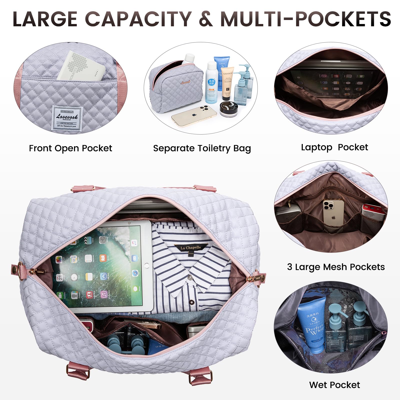 Foto 6 pulgar | Bolsa De Viaje Lovevook Para Mujer Con Compartimento Para Zapatos - Venta Internacional.