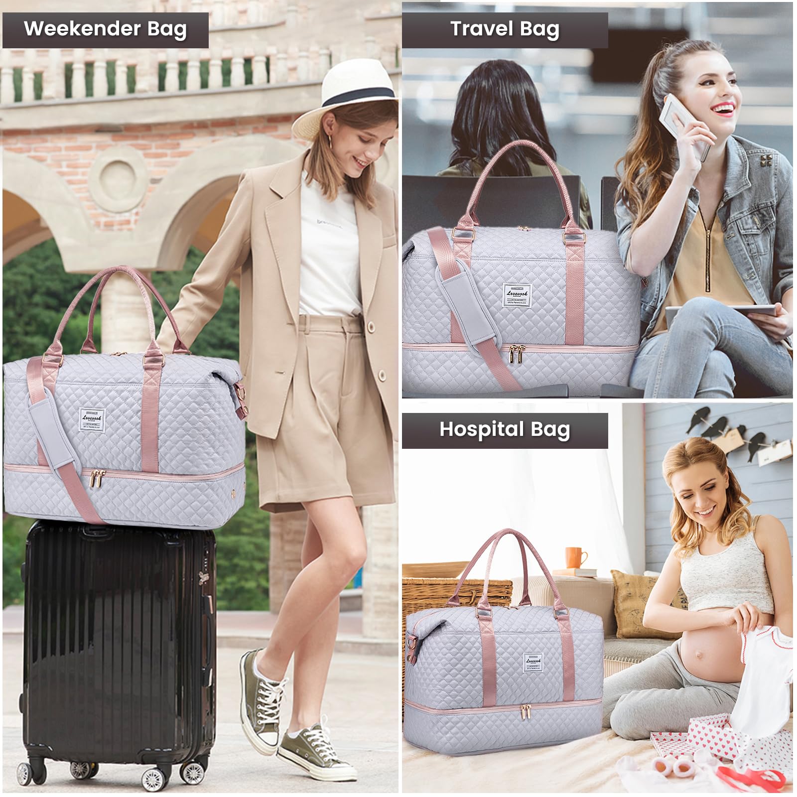 Foto 8 pulgar | Bolsa De Viaje Lovevook Para Mujer Con Compartimento Para Zapatos - Venta Internacional.