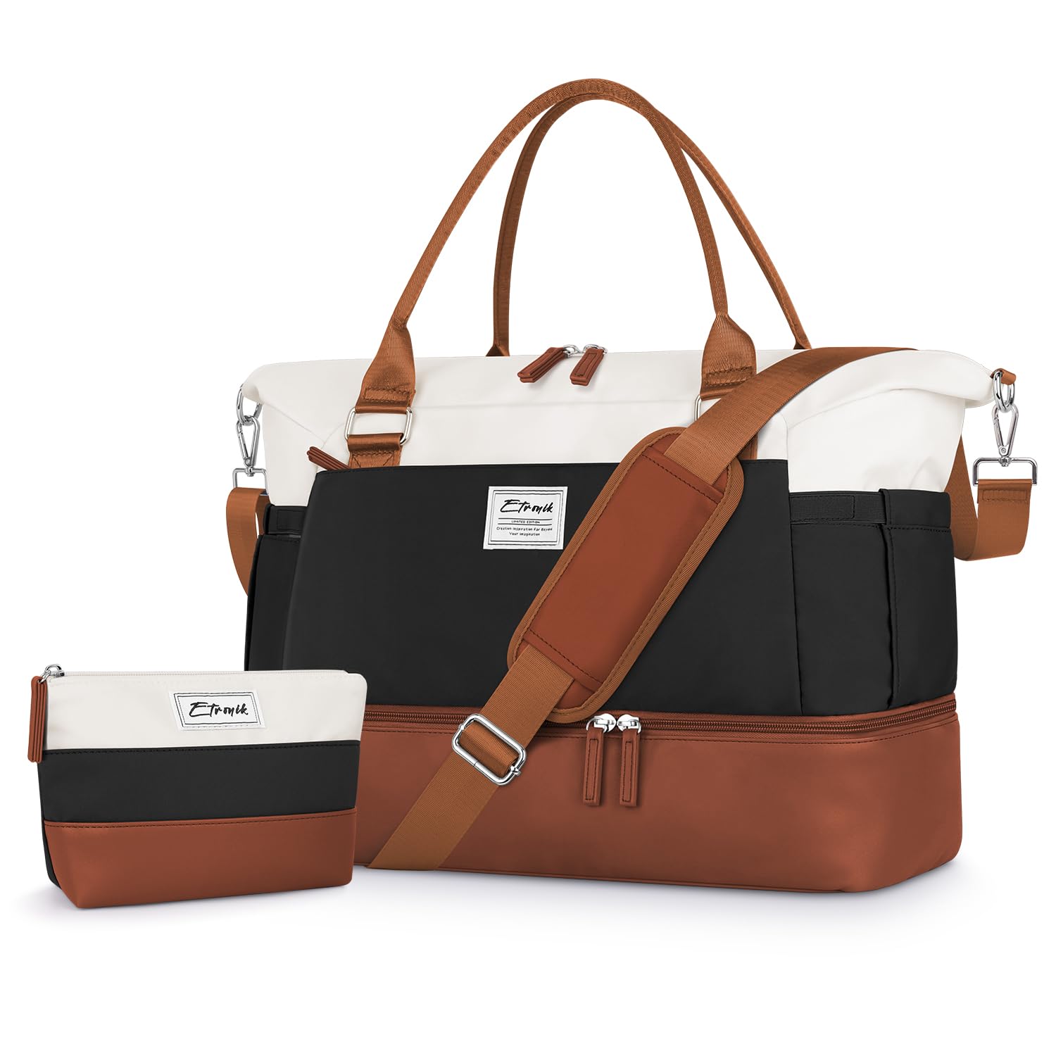 Foto 2 pulgar | Bolsa De Fin De Semana Etronik Para Mujer Con Compartimento Para Zapatos Azul Y Blanco - Venta Internacional.