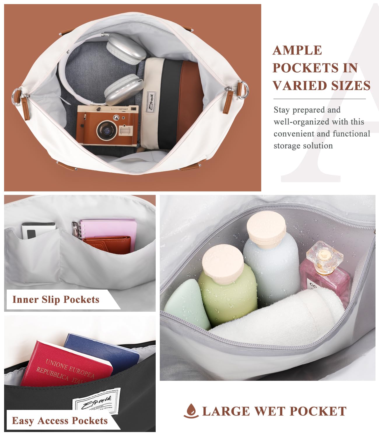 Foto 3 pulgar | Bolsa De Fin De Semana Etronik Para Mujer Con Compartimento Para Zapatos Azul Y Blanco - Venta Internacional.
