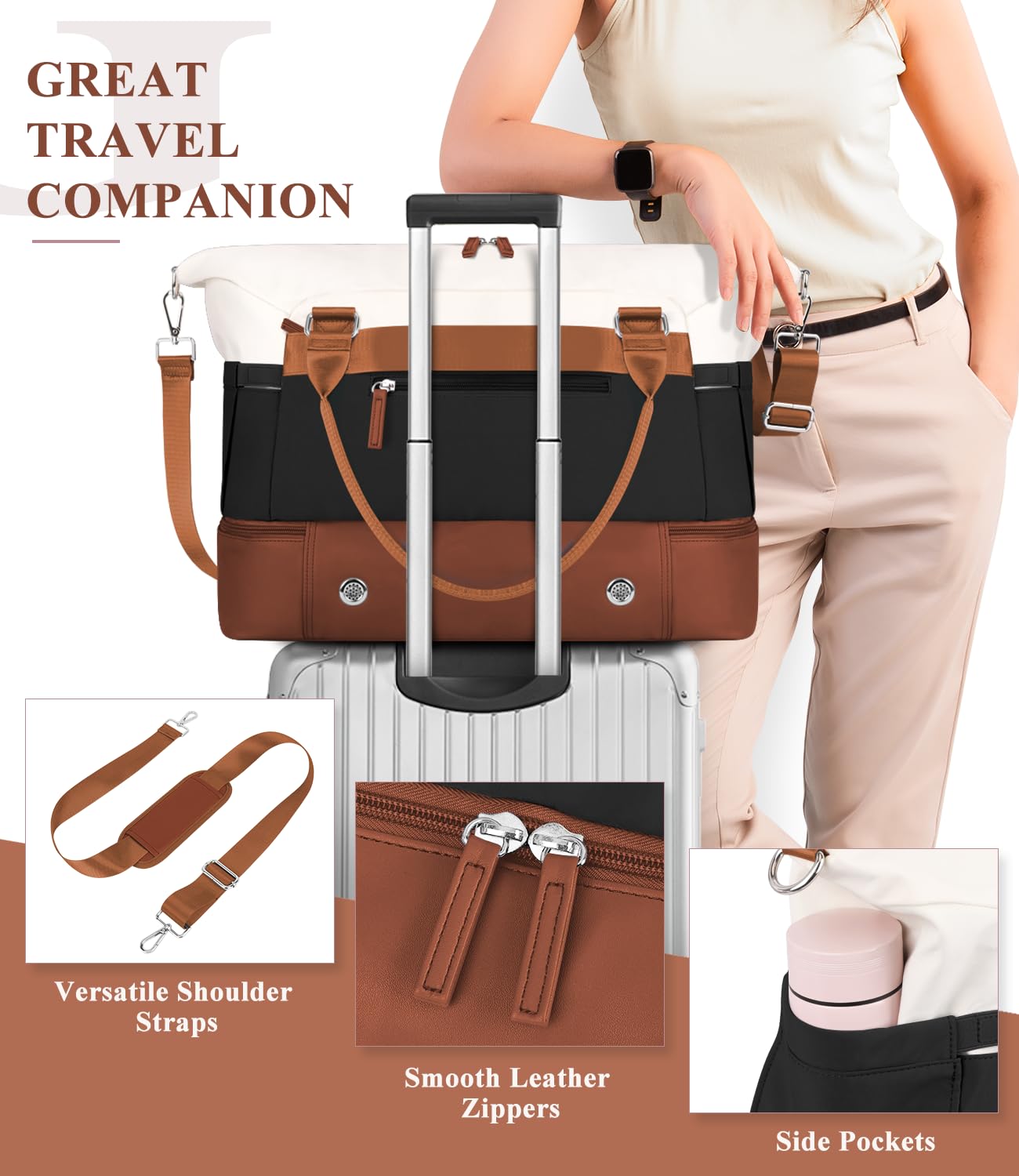Foto 4 pulgar | Bolsa De Fin De Semana Etronik Para Mujer Con Compartimento Para Zapatos Azul Y Blanco - Venta Internacional.
