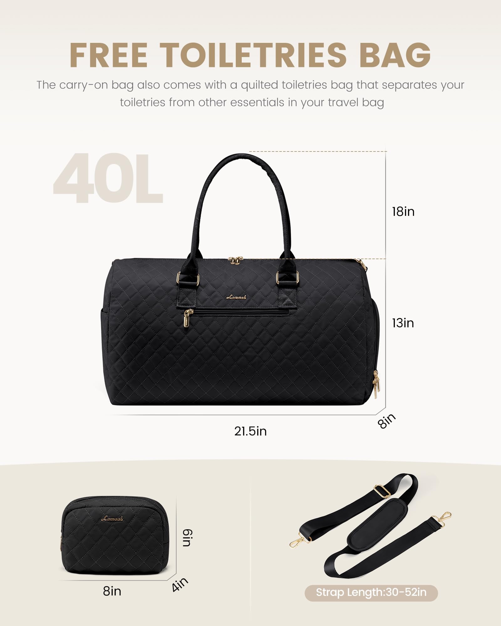 Foto 3 pulgar | Bolsa De Viaje Lovevook Para Mujer Con Neceser De 21 Pulgadas - Venta Internacional.