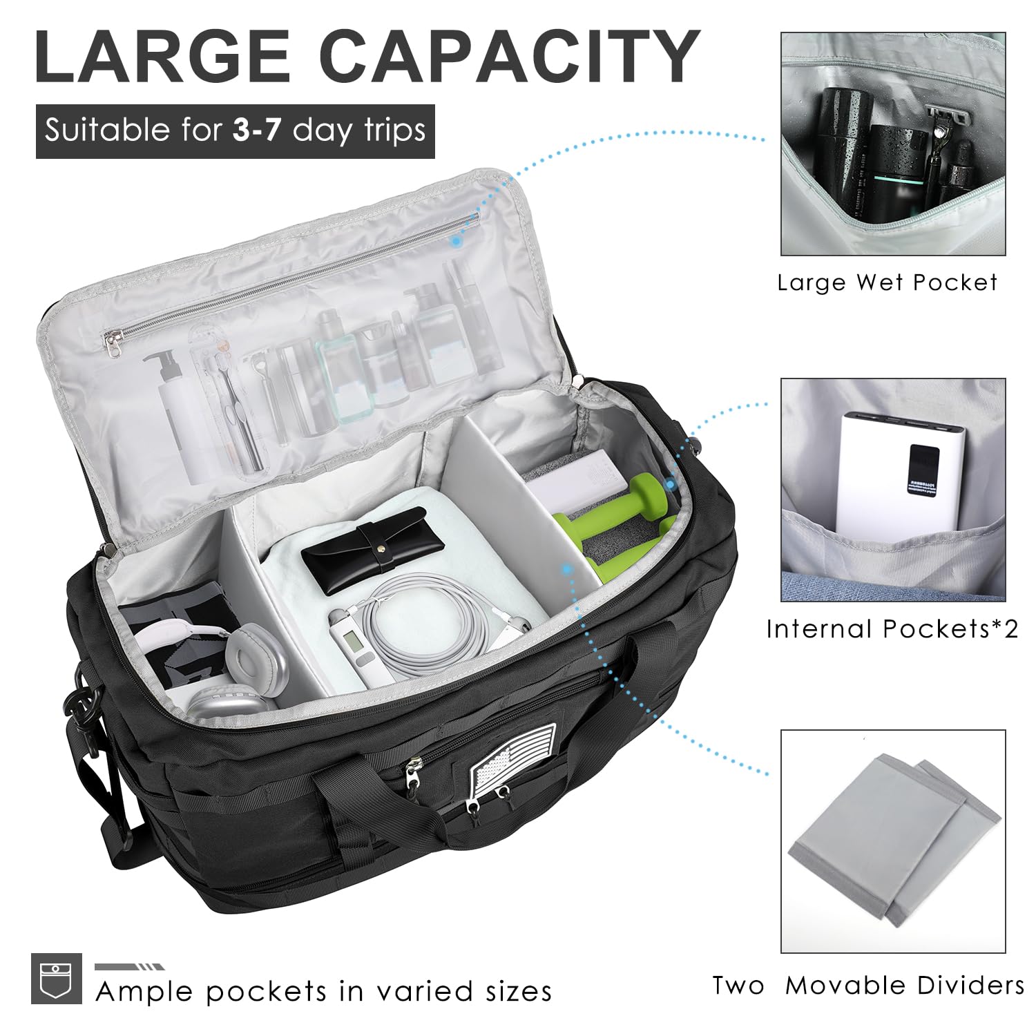 Foto 4 pulgar | Bolsa De Viaje Etronik Tactical Duffle & Weekender Para Hombre, Color Negro - Venta Internacional.