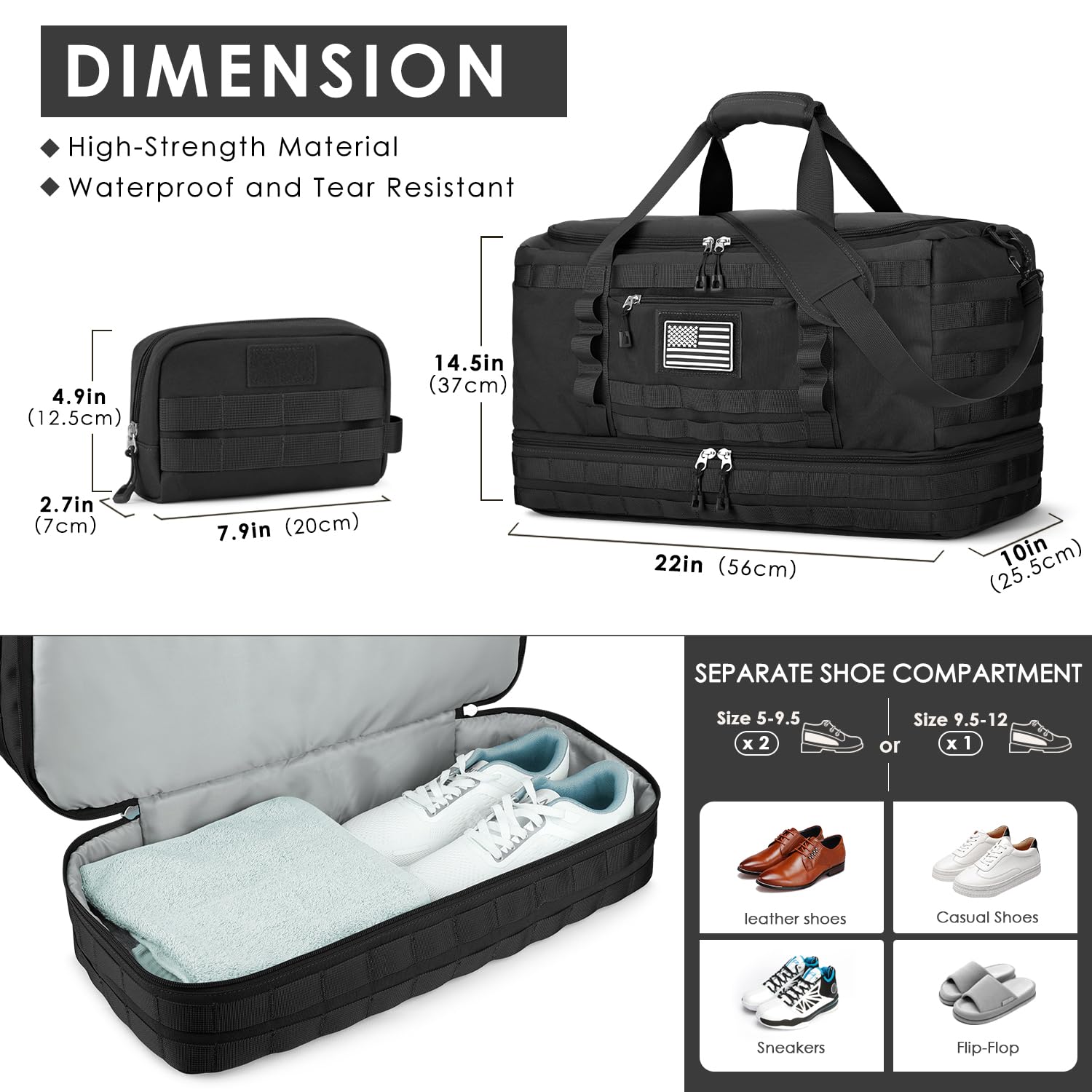 Foto 5 pulgar | Bolsa De Viaje Etronik Tactical Duffle & Weekender Para Hombre, Color Negro - Venta Internacional.