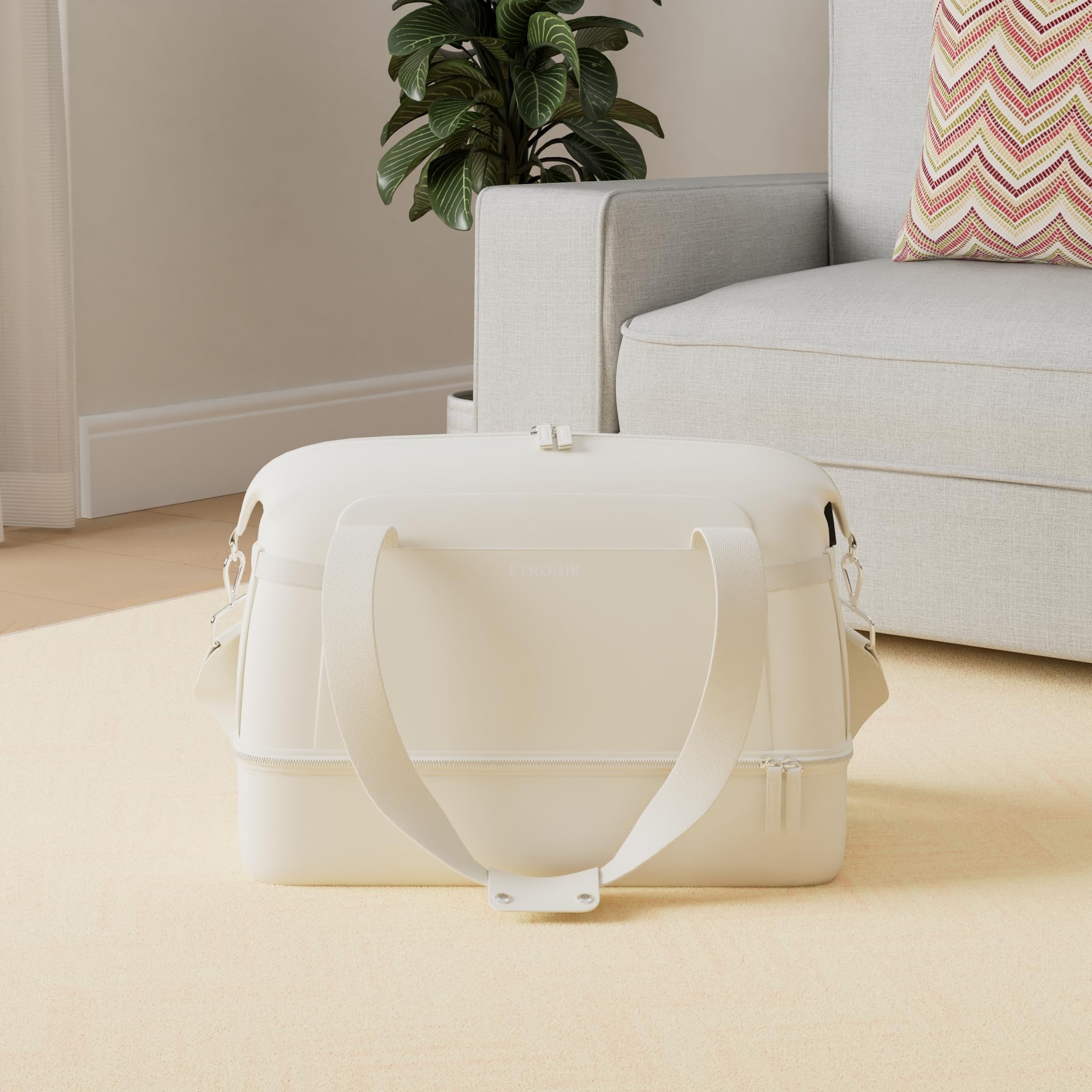 Foto 3 pulgar | Bolsa De Gimnasio Etronik Para Mujer De 47 Litros Con Compartimento Para Zapatos, Color Beige - Venta Internacional.
