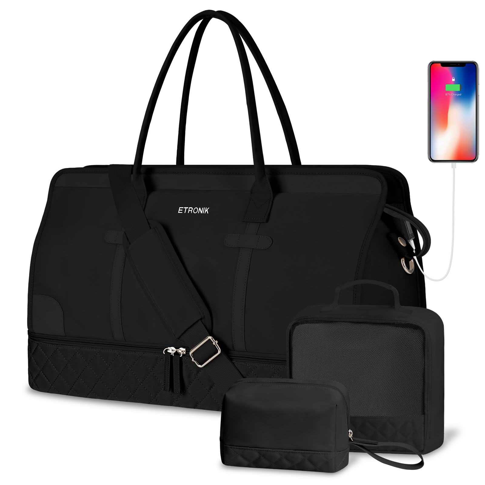Foto 2 pulgar | Bolso De Viaje Weekender Etronik Xl Para Mujer Con Juego De 3 Piezas - Venta Internacional.