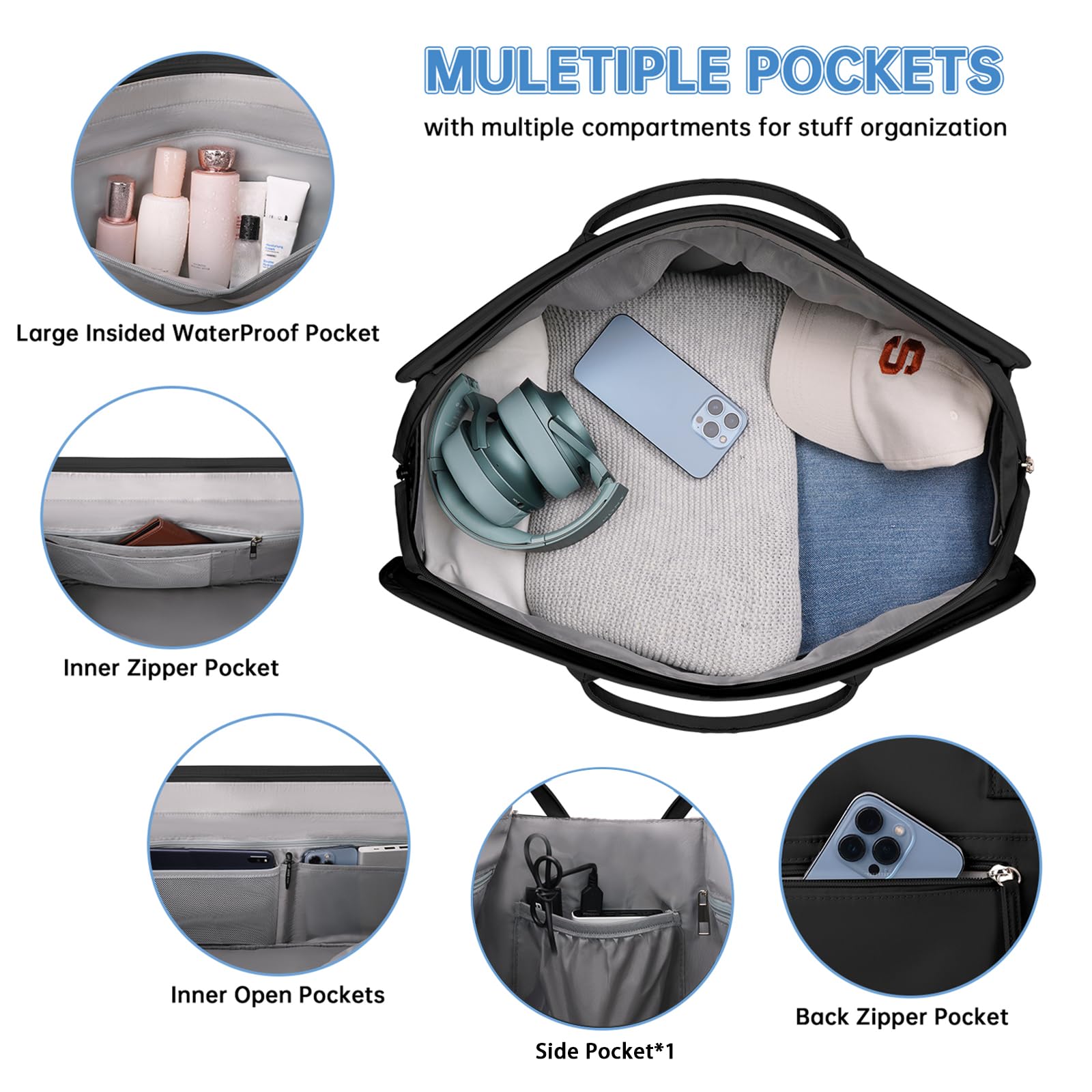 Foto 6 pulgar | Bolso De Viaje Weekender Etronik Xl Para Mujer Con Juego De 3 Piezas - Venta Internacional.