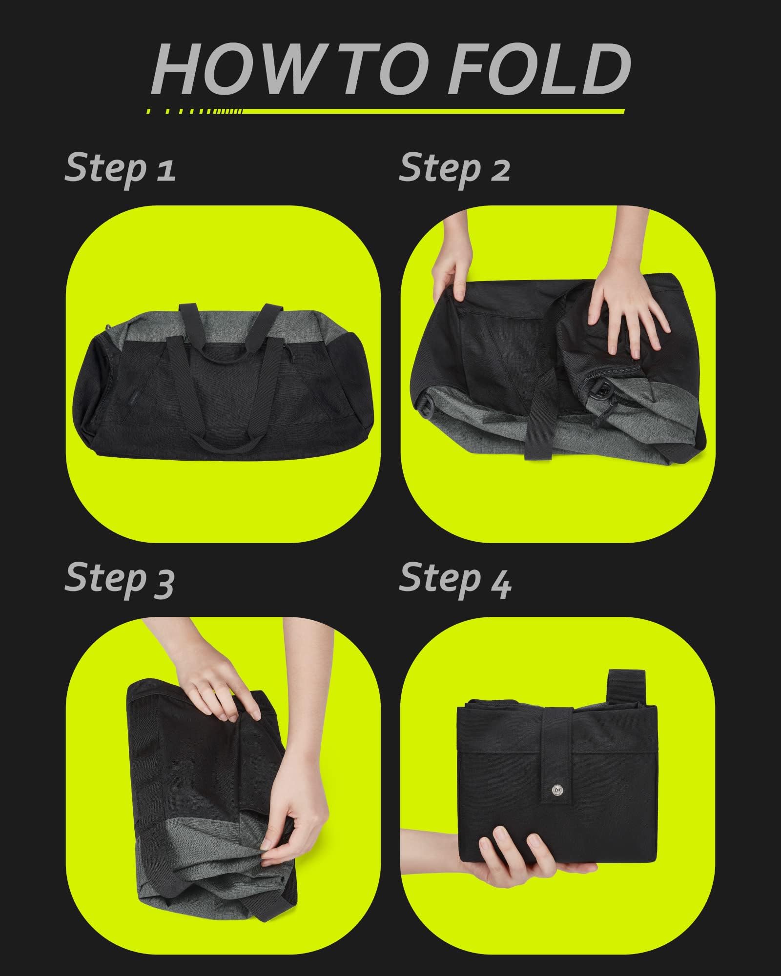 Foto 6 | Bolsa De Viaje Para Gimnasio Bagsmart, Plegable, Para Viajes De Fin De Semana, Color Negro - Venta Internacional.