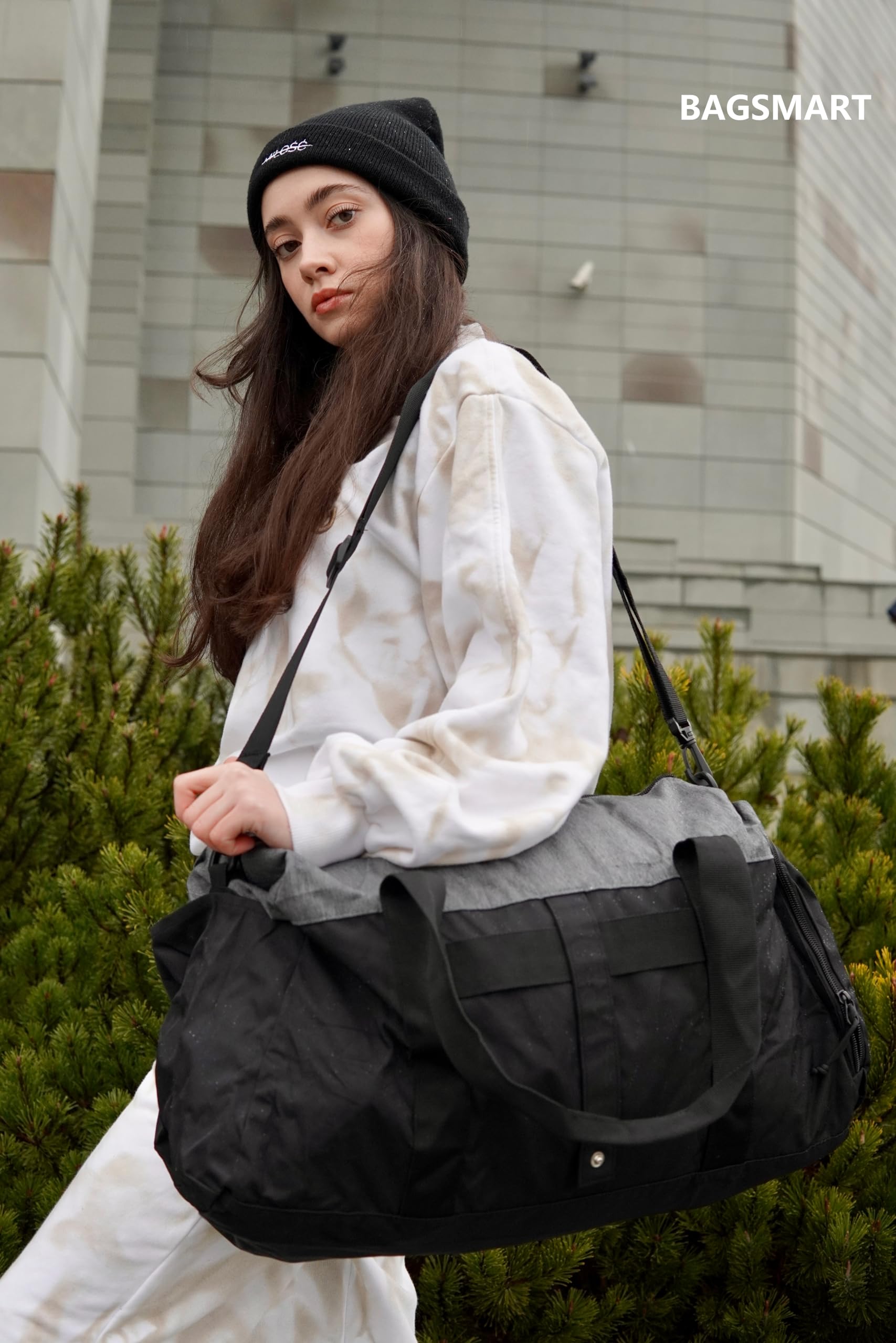 Foto 7 | Bolsa De Viaje Para Gimnasio Bagsmart, Plegable, Para Viajes De Fin De Semana, Color Negro - Venta Internacional.