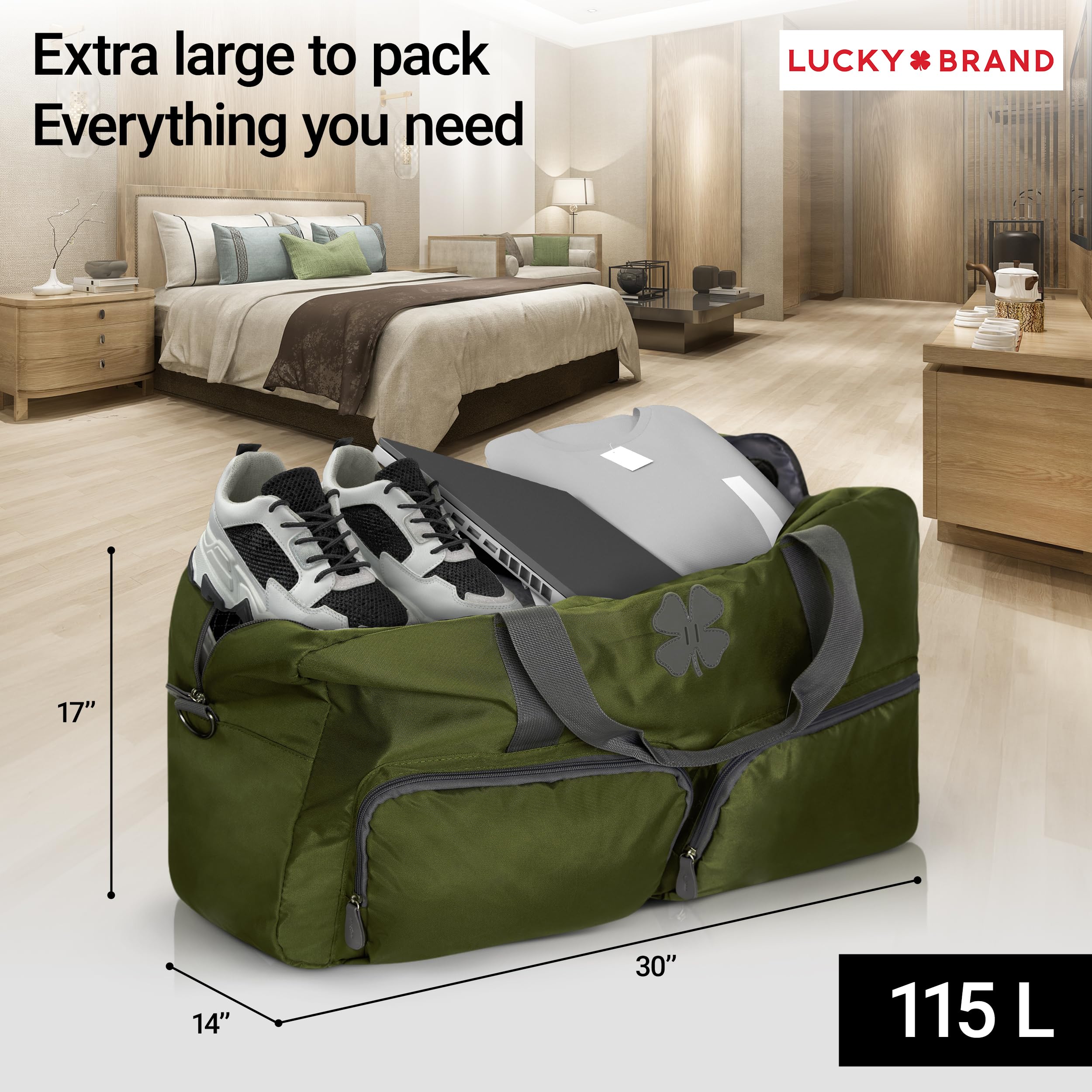 Foto 5 | Bolsa De Deporte Lucky Travel, 115 L, Plegable, Color Verde Loden - Venta Internacional.
