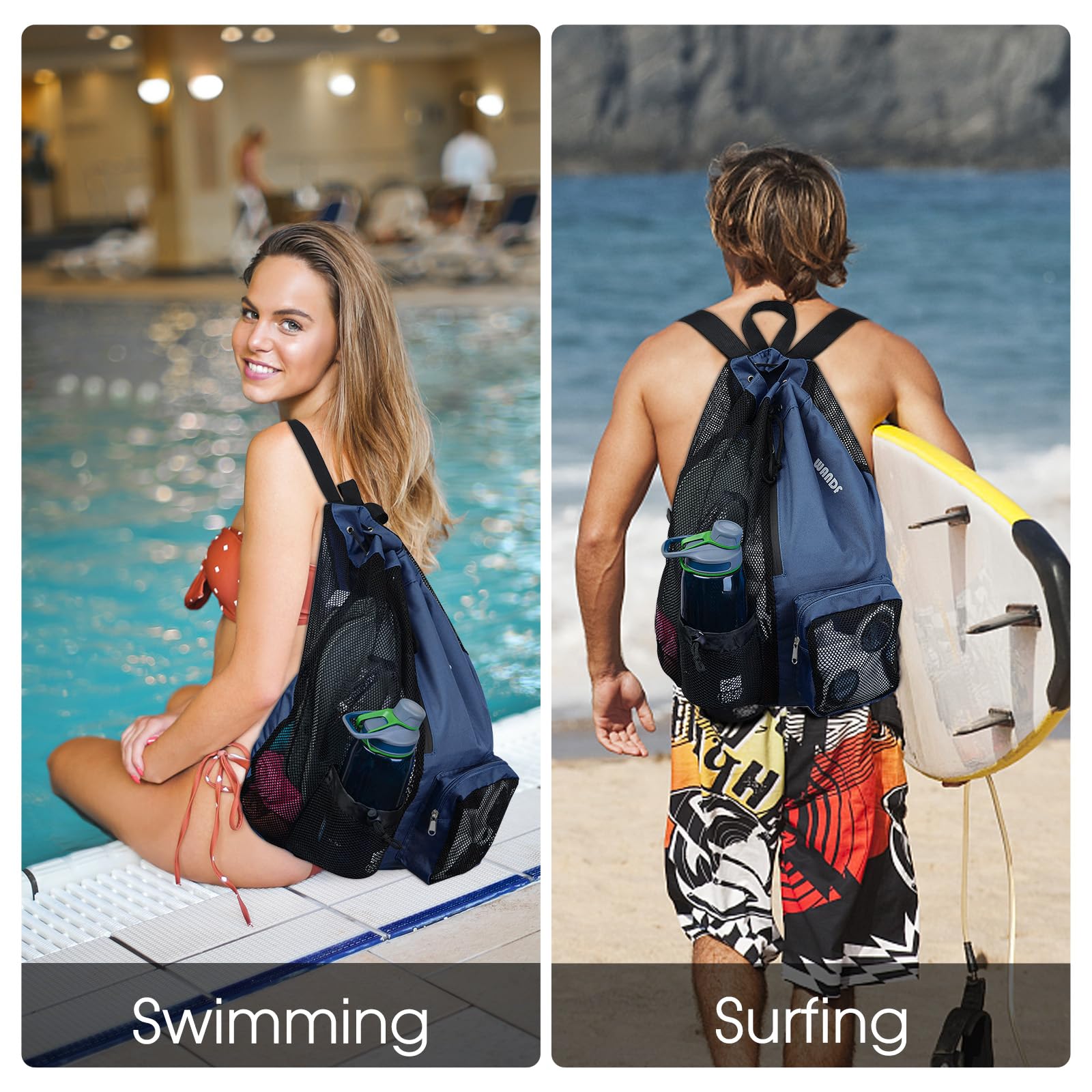 Foto 3 pulgar | Bolsa De Natación Wandf, Mochila De Malla Con Cordón, Impermeable, Azul Oscuro - Venta Internacional.