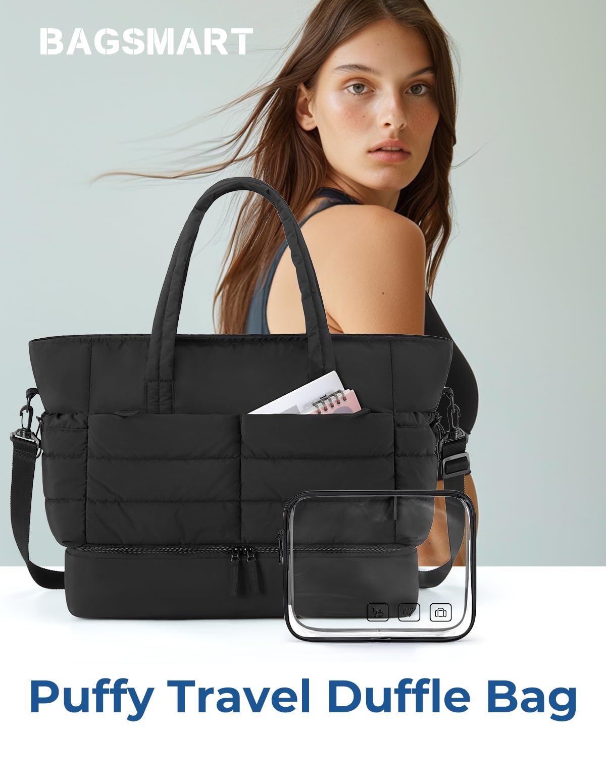 Foto 8 pulgar | Bolsa De Viaje Bagsmart Large Weekender Para Mujer, Color Negro - Venta Internacional.