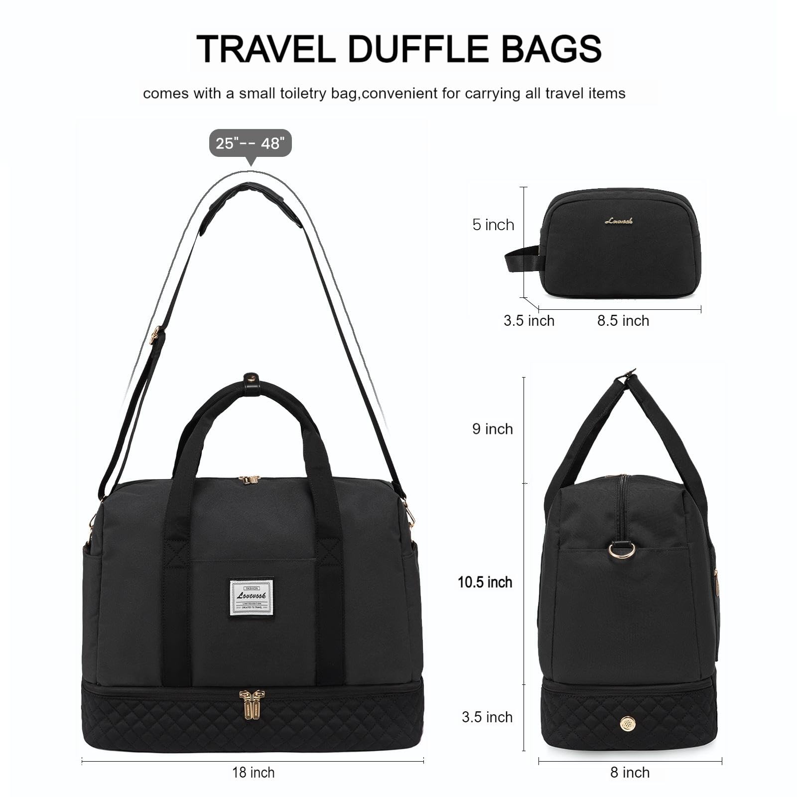 Foto 3 | Bolsa De Viaje Lovevook 35 L Weekender Para Mujer De 18 Pulgadas - Venta Internacional.