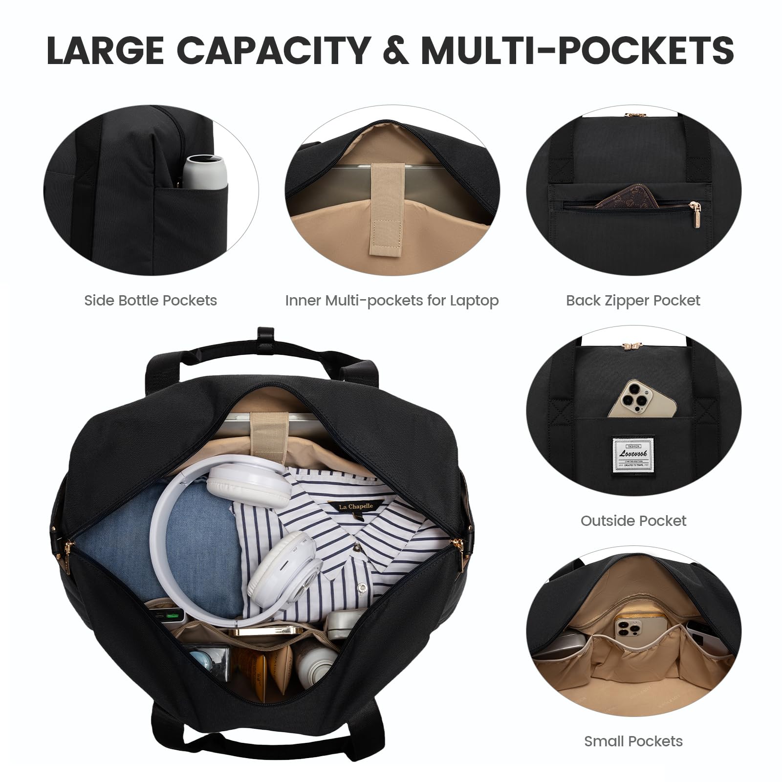 Foto 5 pulgar | Bolsa De Viaje Lovevook 35 L Weekender Para Mujer De 18 Pulgadas - Venta Internacional.