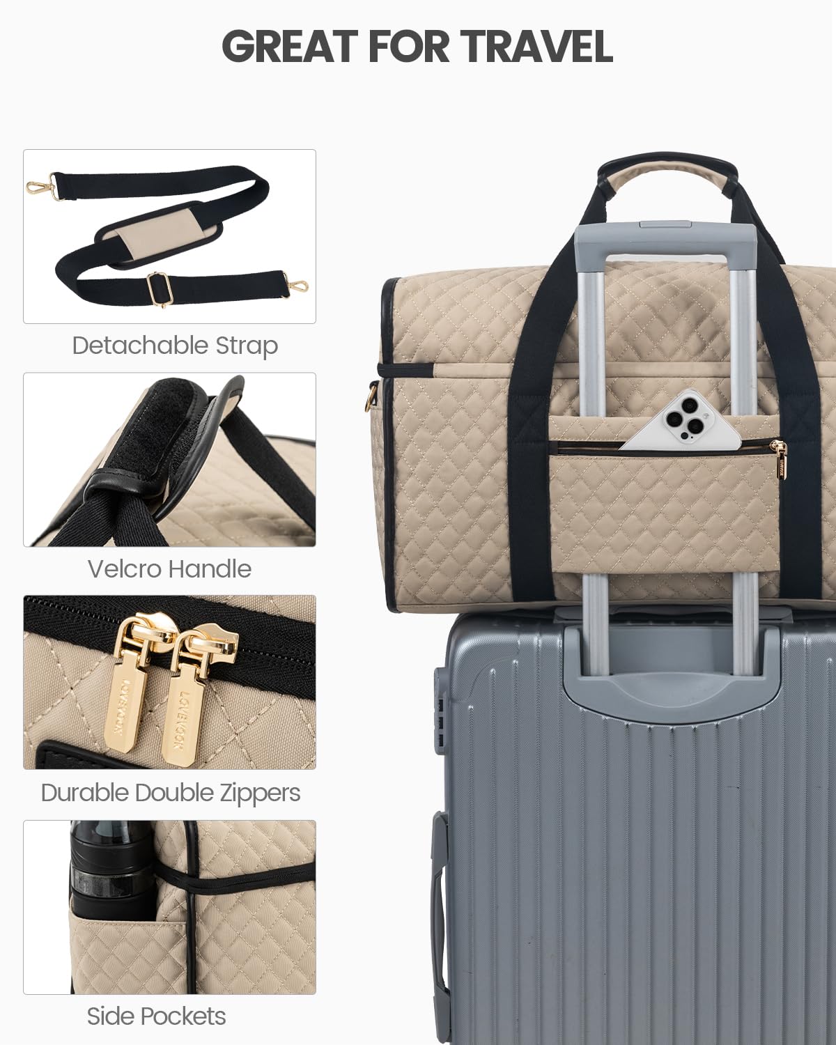 Foto 4 | Bolsa De Viaje Lovevook Weekender Para Mujer, Juego De 3 Piezas - Venta Internacional.