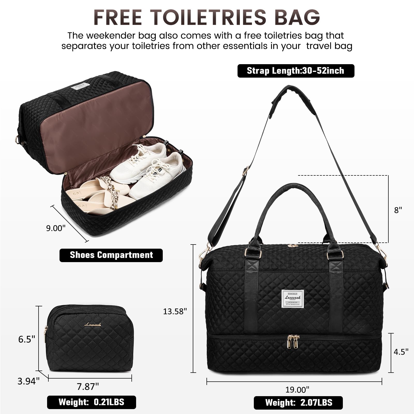 Foto 3 pulgar | Bolsa De Viaje Lovevook Para Mujer Con Compartimento Para Zapatos - Venta Internacional.